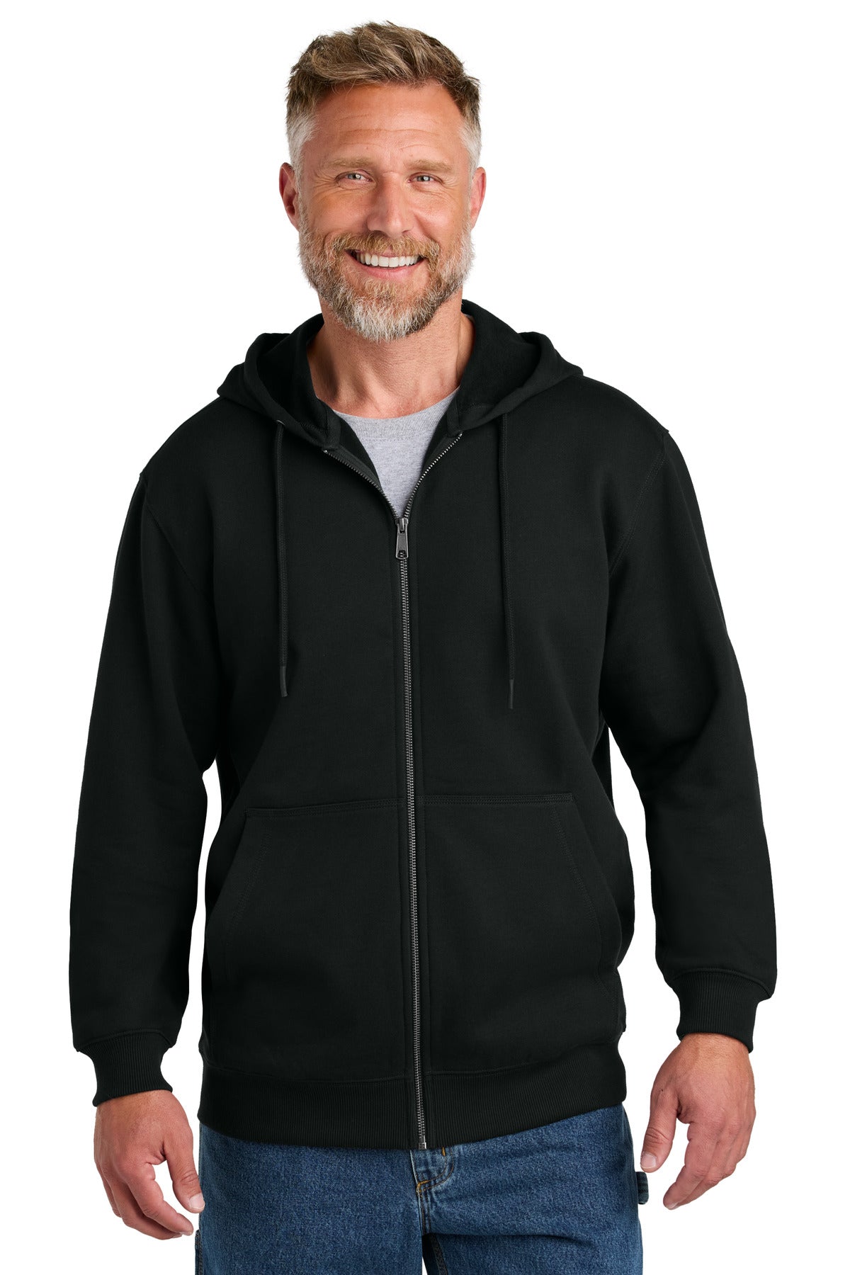 CornerStone® Tough Fleece Full-Zip Hoodie - Black - XS
