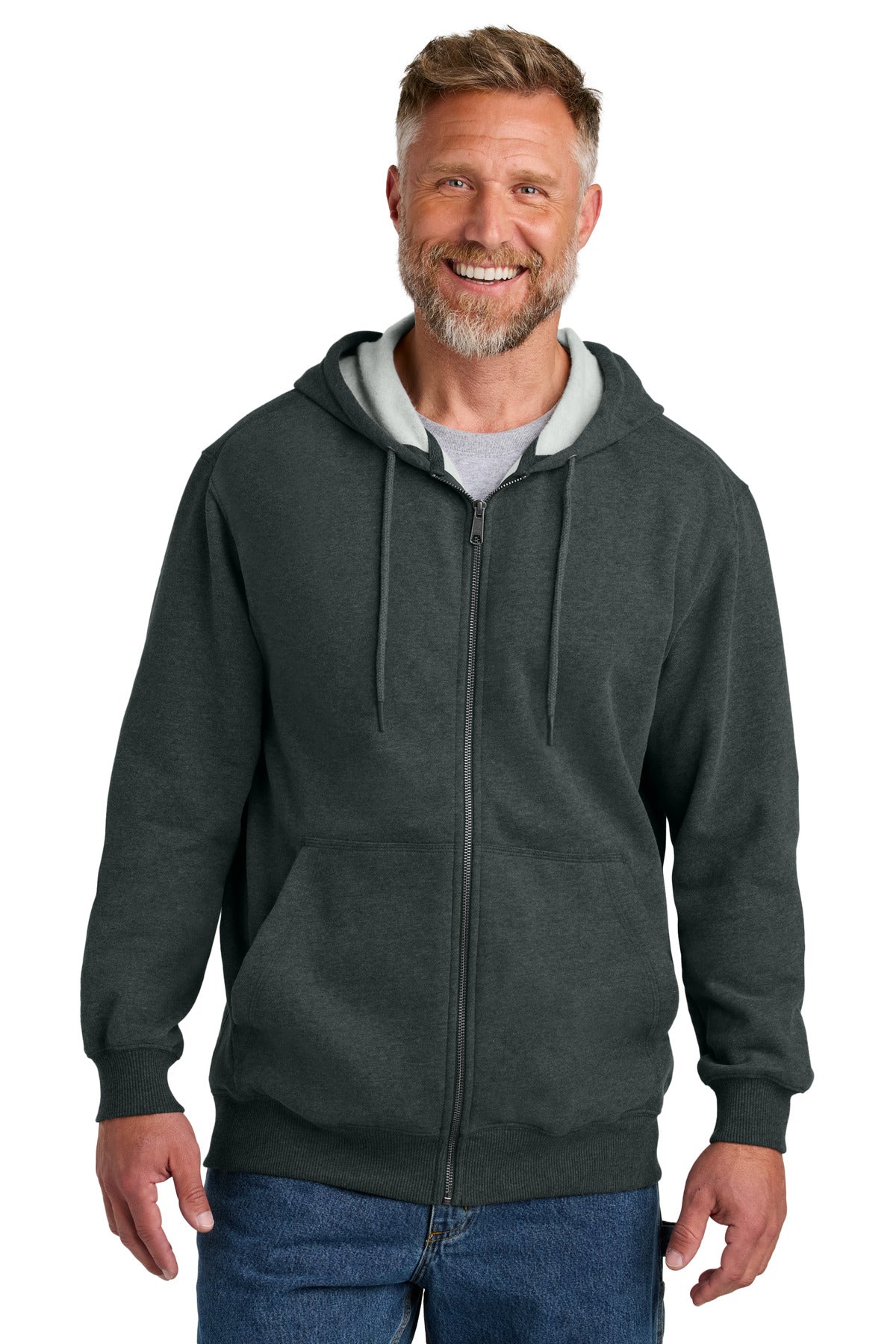 CornerStone® Tough Fleece Full-Zip Hoodie - Charcoal Heather - XS