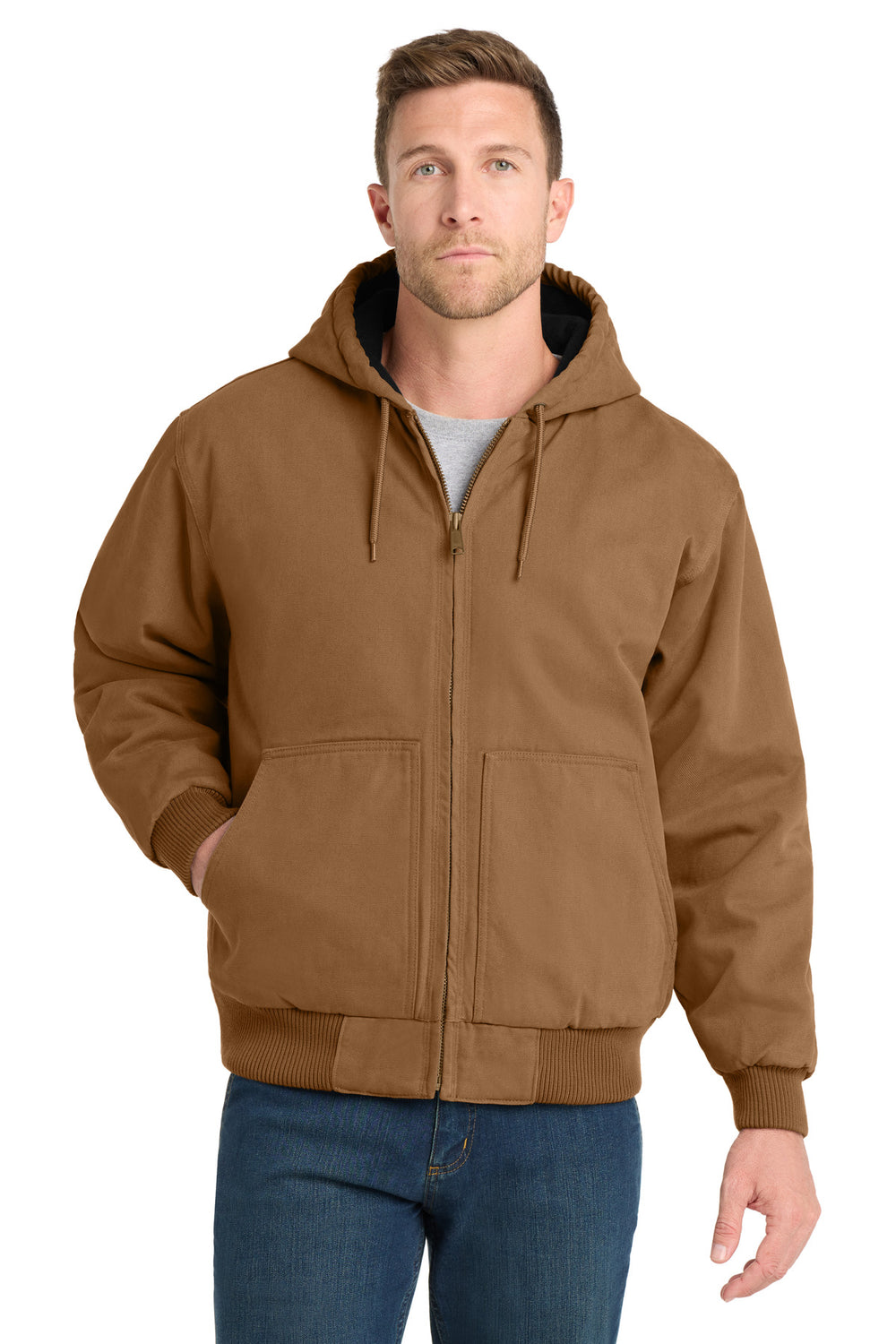 CornerStone® Washed Duck Cloth Insulated Hooded Work Jacket - Duck Brown - XS