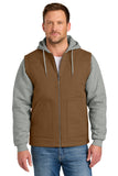 CornerStone® Duck Fleece Full-Zip Hooded Jacket - Duck Brown/ Heather Grey - XS