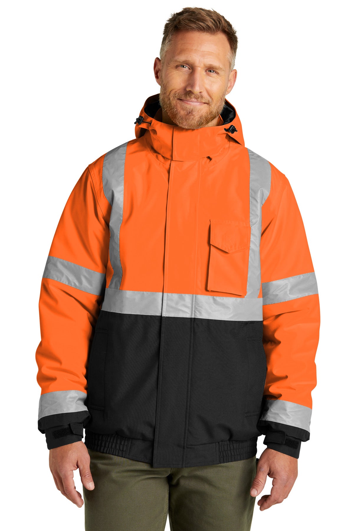 CornerStone® ANSI 107 Class 3 Economy Waterproof Insulated Bomber Jacket - Safety Orange - S