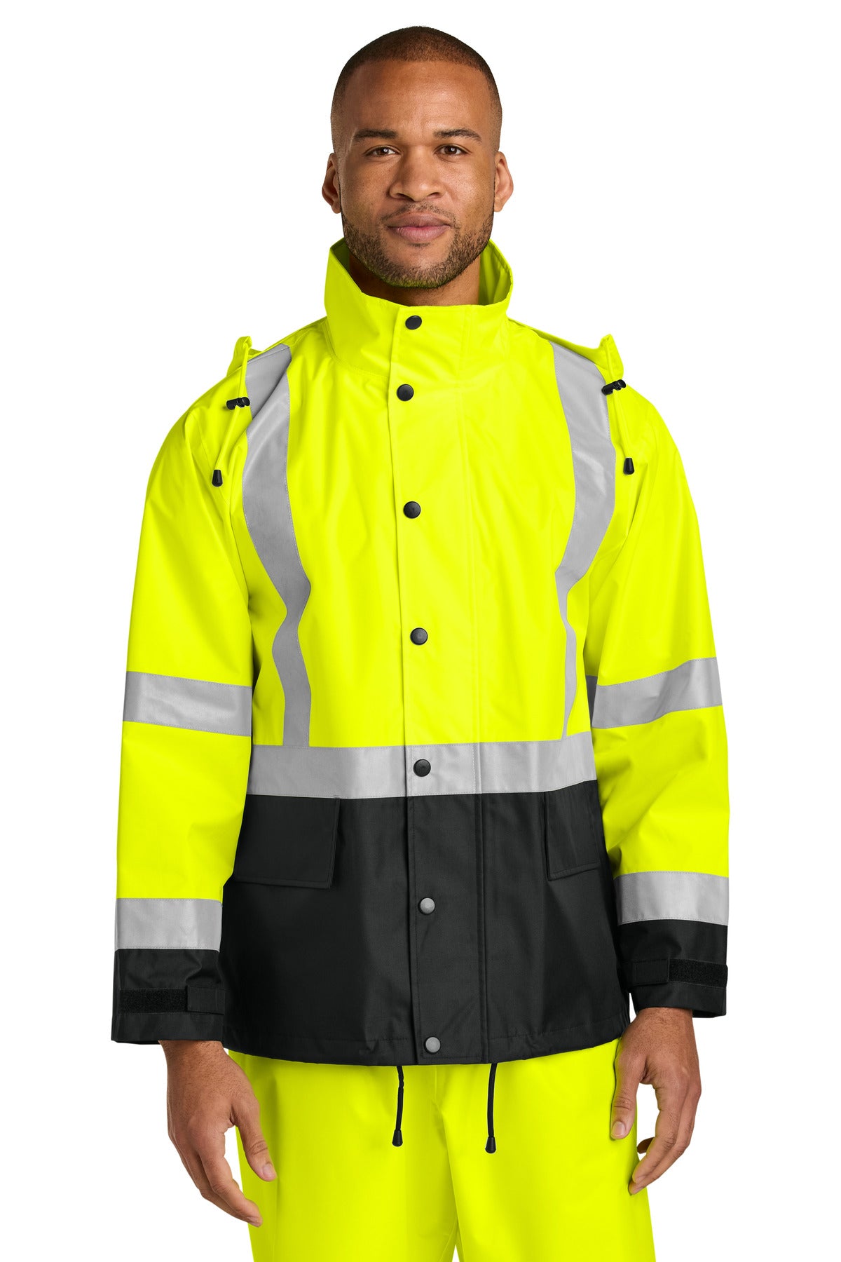 CornerStone® ANSI 107 Class 3 Rain Jacket - Safety Yellow/ Black - S/M