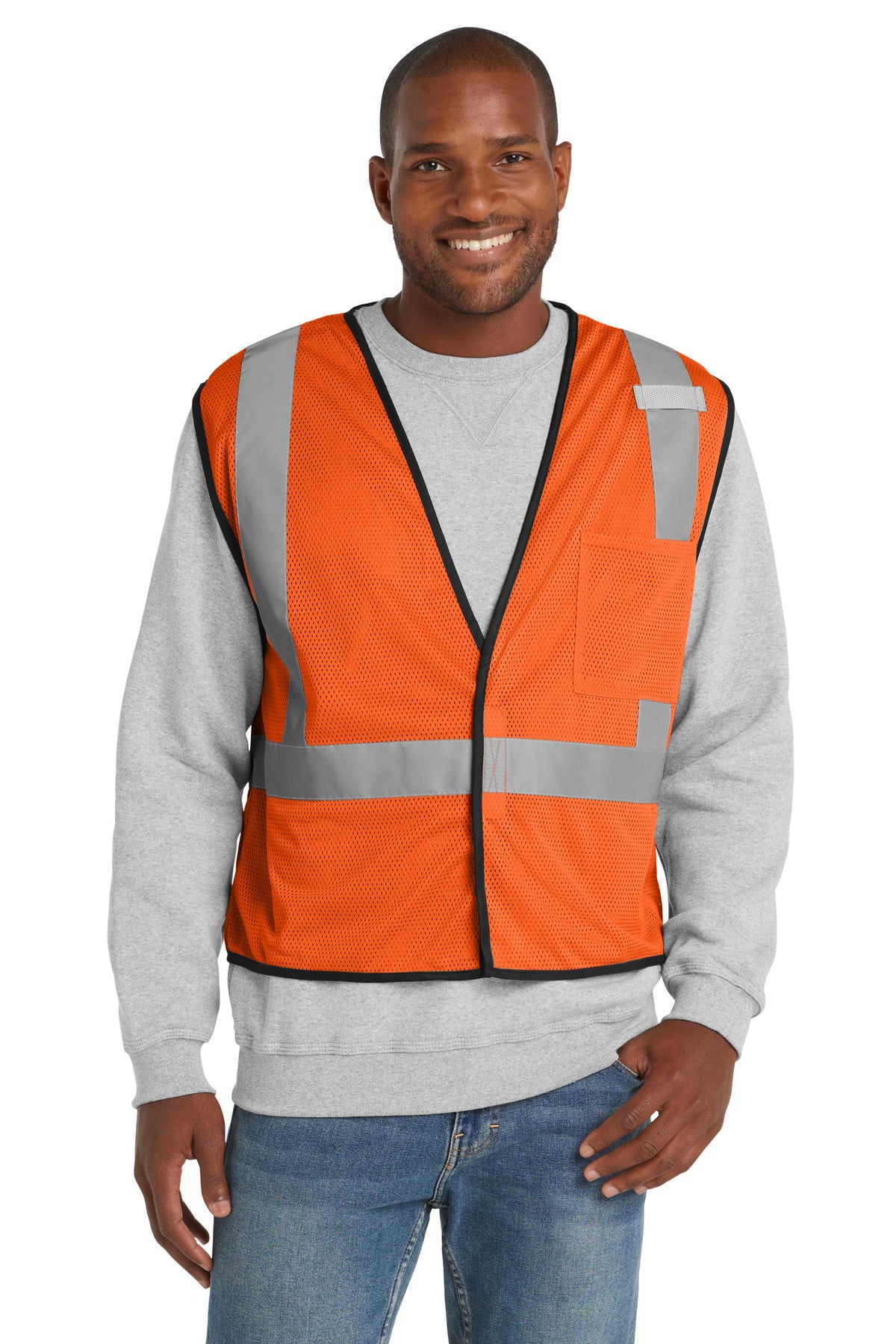 CornerStone® ANSI 107 Class 2 Economy Mesh One-Pocket Vest - Safety Orange - S/M