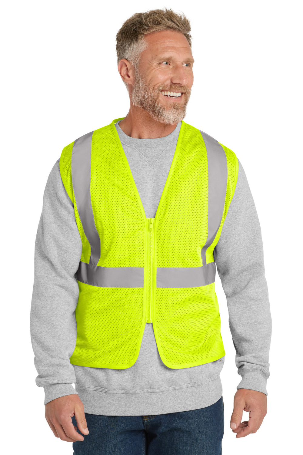 CornerStone® ANSI 107 Class 2 Economy Mesh Zippered Vest - Safety Yellow - S/M