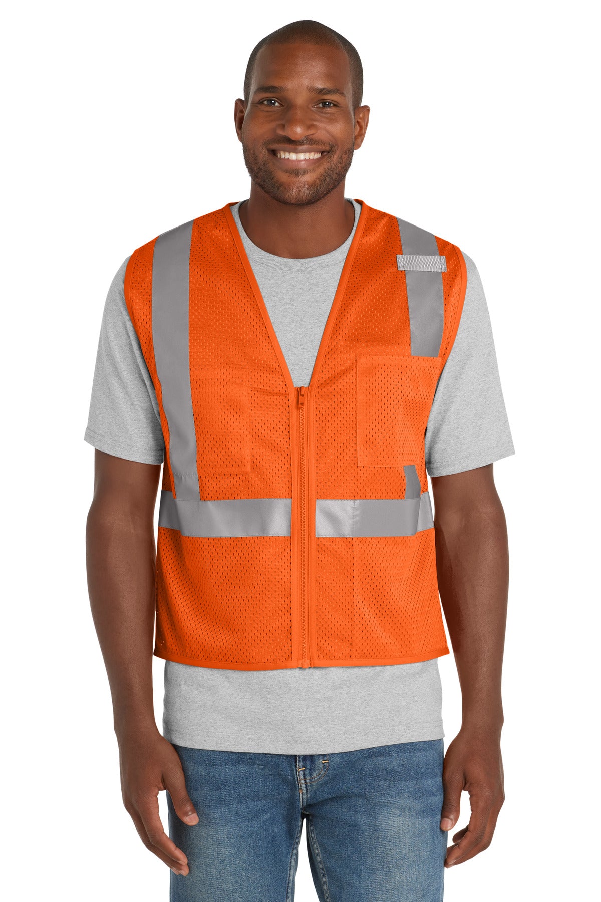 CornerStone® ANSI 107 Class 2 Mesh Zippered Vest - Safety Orange - S/M