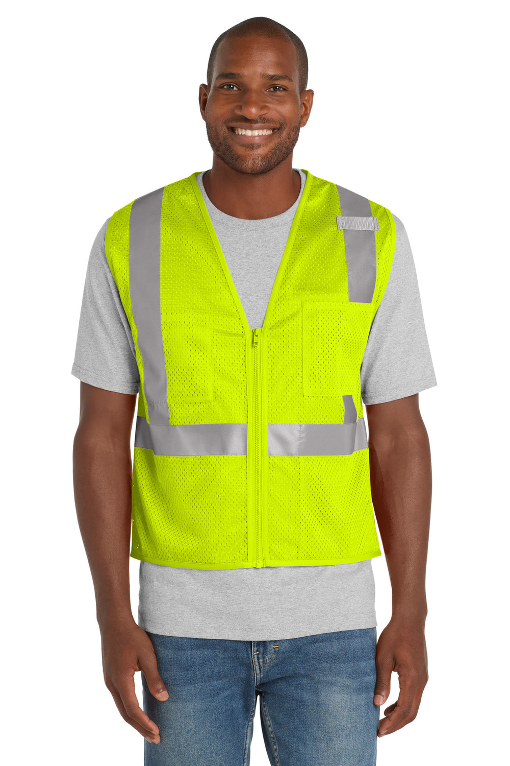 CornerStone® ANSI 107 Class 2 Mesh Zippered Vest - Safety Yellow - S/M