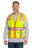 CornerStone® ANSI 107 Class 2 Surveyor Zippered Two-Tone Vest - Safety Yellow - S/M