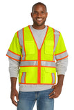 CornerStone® ANSI 107 Class 3 Surveyor Mesh Zippered Two-Tone Short Sleeve Vest - Safety Yellow - 2XL