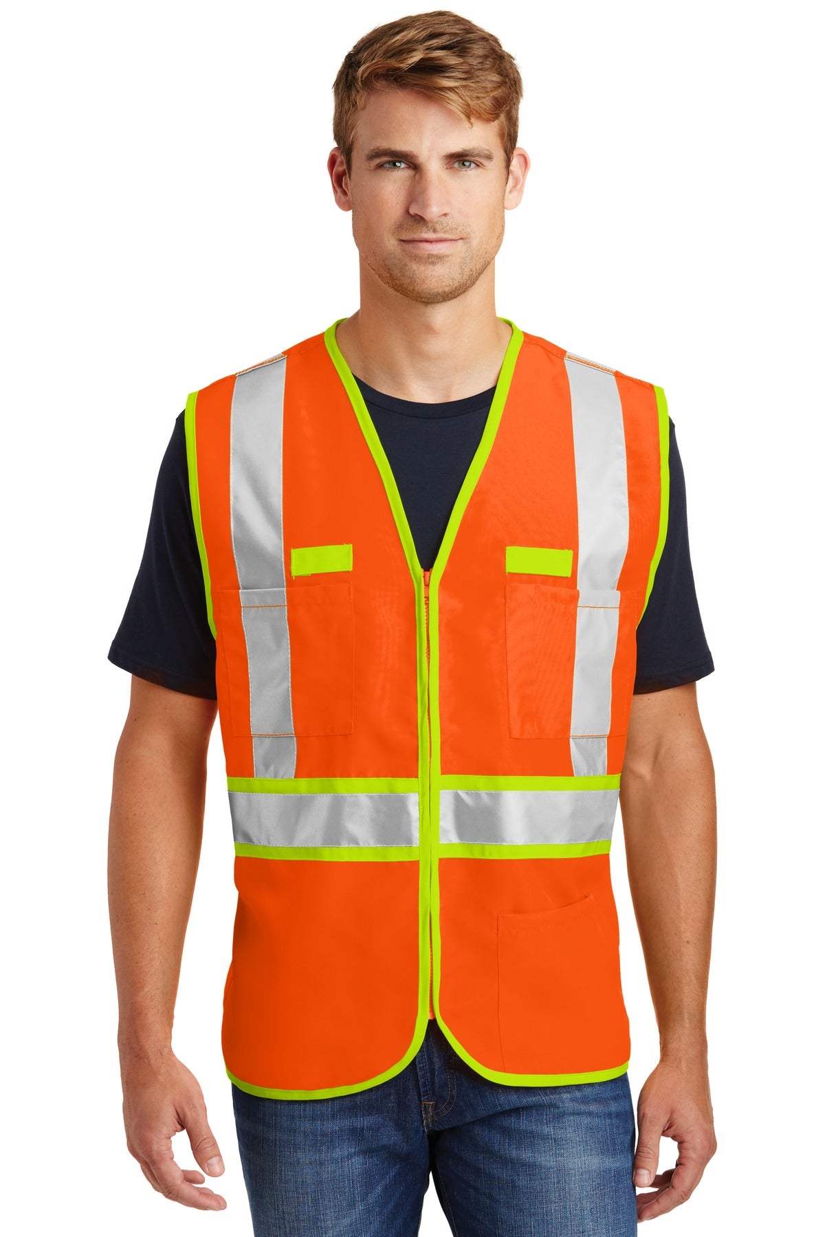 CornerStone® ANSI 107 Class 2 Dual-Color Safety Vest - Safety Orange/ Safety Yellow - S