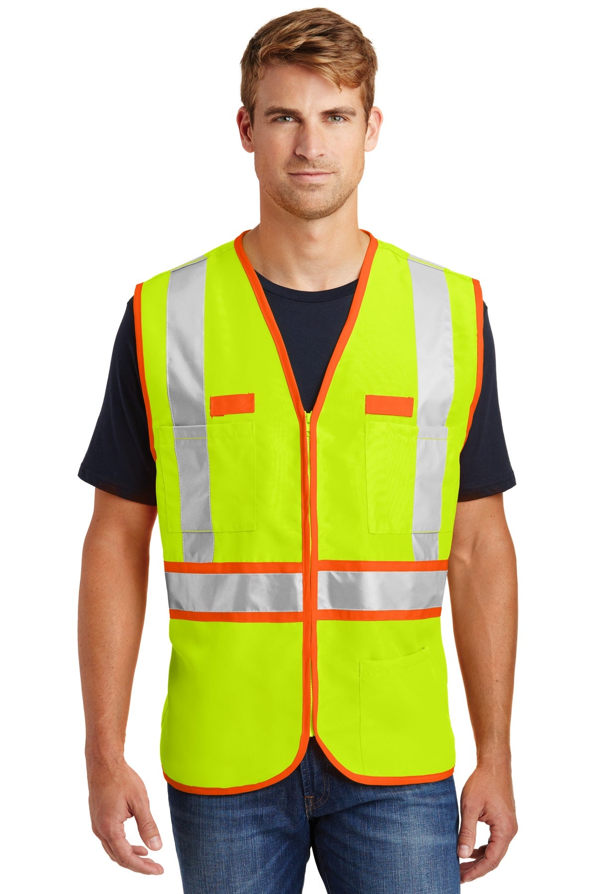 CornerStone® ANSI 107 Class 2 Dual-Color Safety Vest - Safety Yellow/ Safety Orange - S