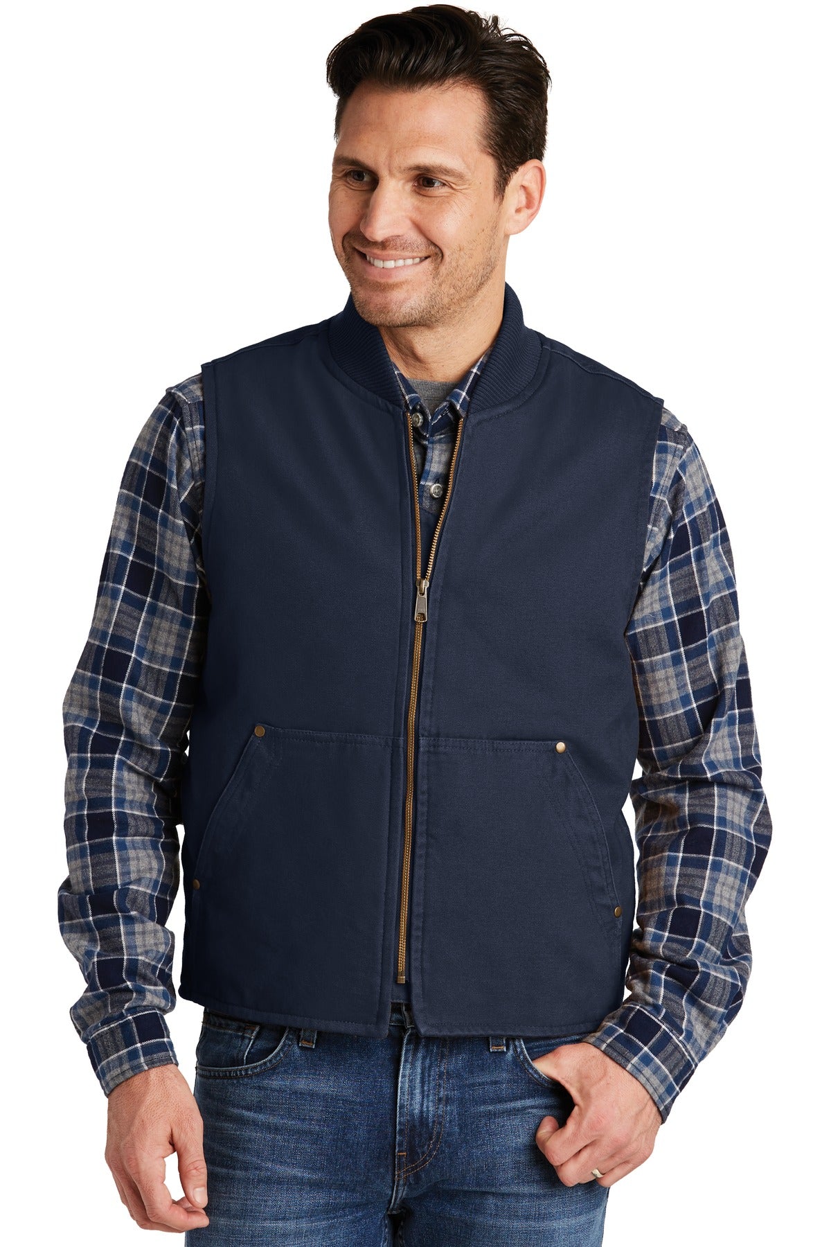 CornerStone® Washed Duck Cloth Vest - Navy - XS