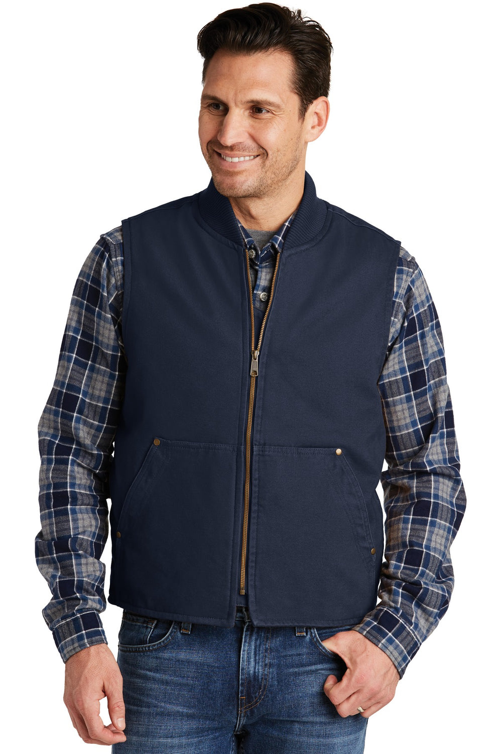 CornerStone® Washed Duck Cloth Vest - Navy - XS