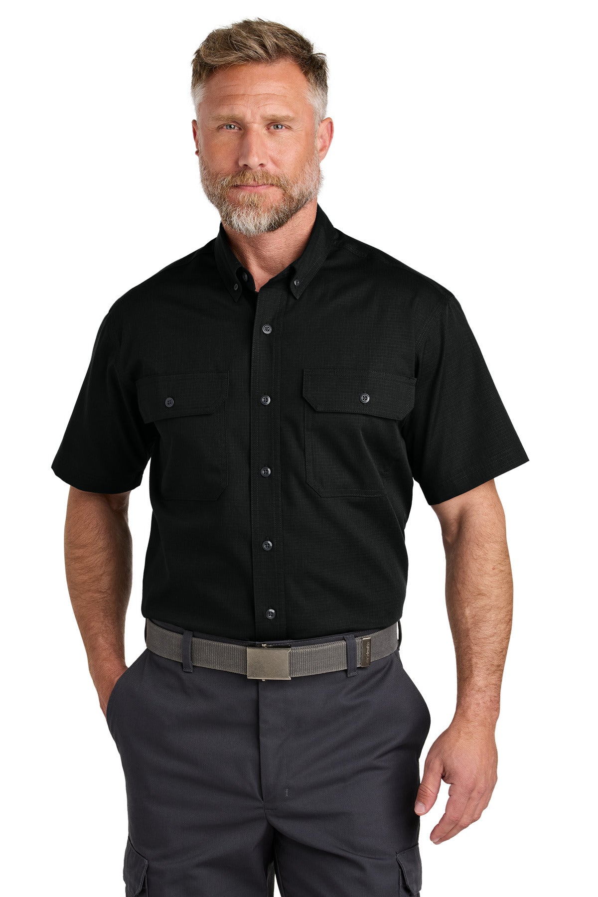 CornerStone® Short Sleeve Select Ripstop Shirt - Black - XS