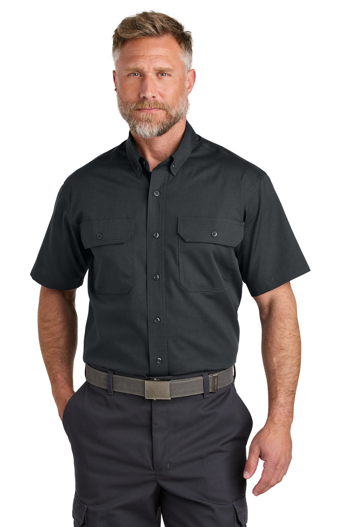 CornerStone® Short Sleeve Select Ripstop Shirt - Echo Steel - XS