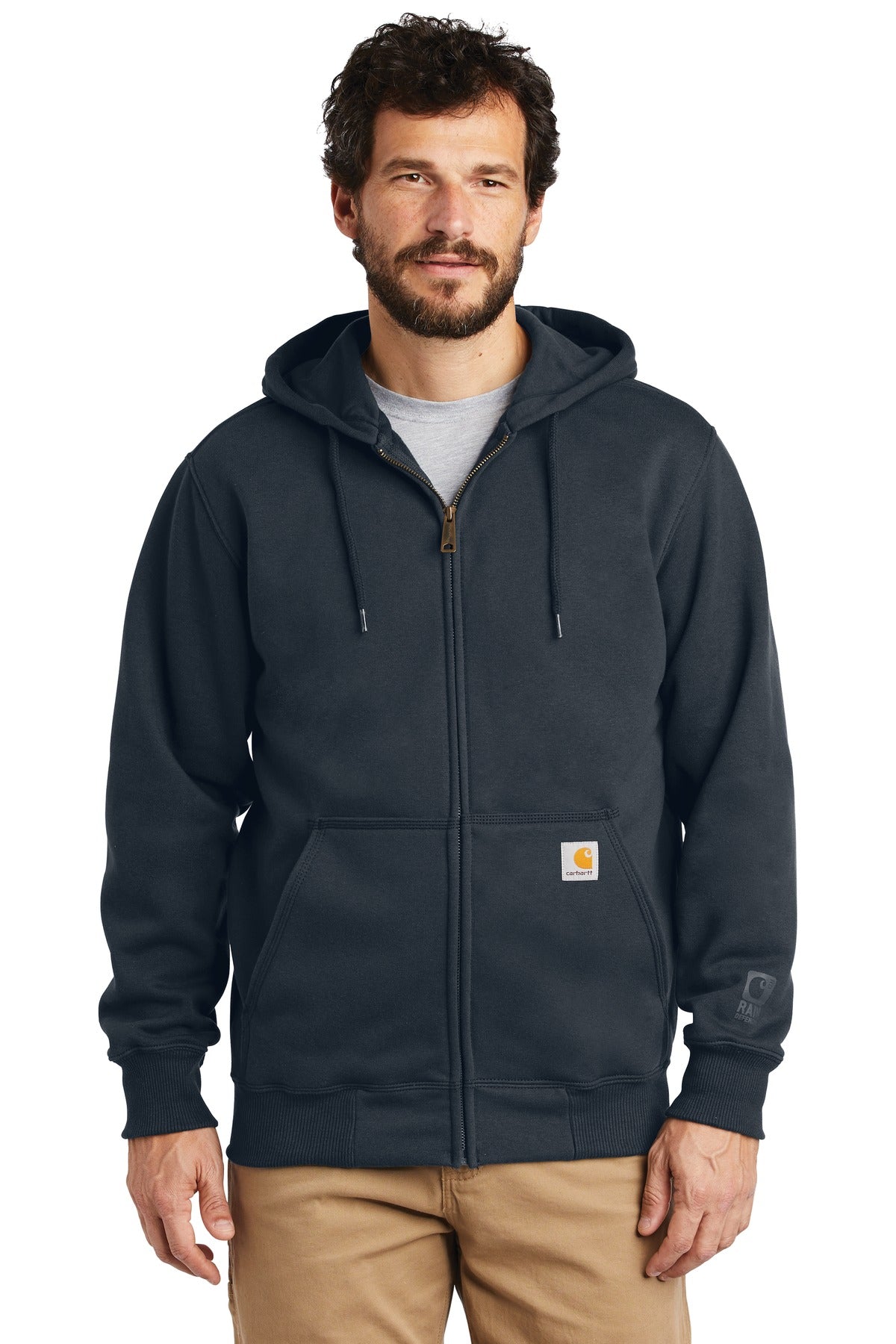 Carhartt® Rain Defender® Paxton Heavyweight Hooded Zip-Front Sweatshirt - New Navy - S