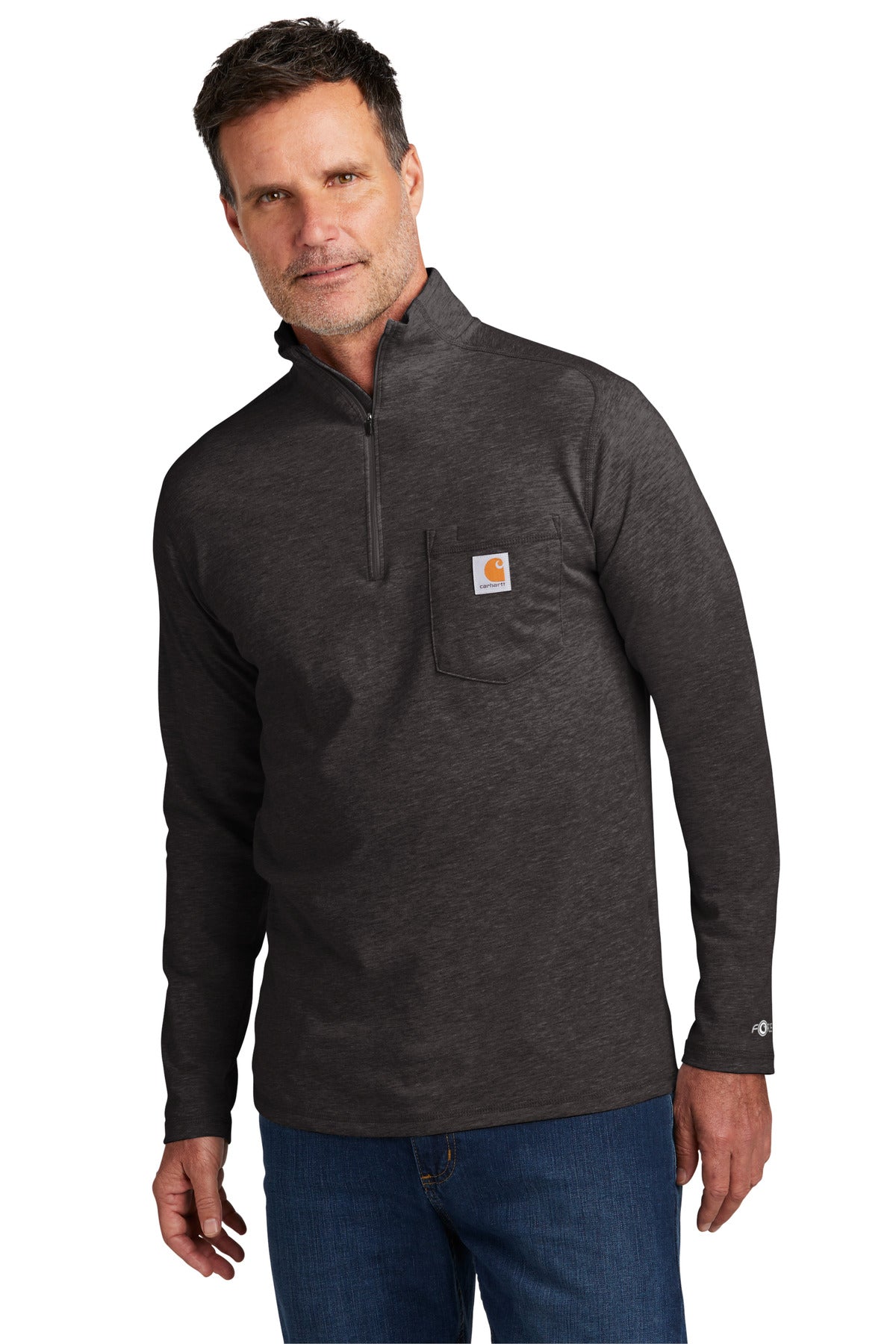 Carhartt Force® 1/4-Zip Long Sleeve T-Shirt - Carbon Heather - S