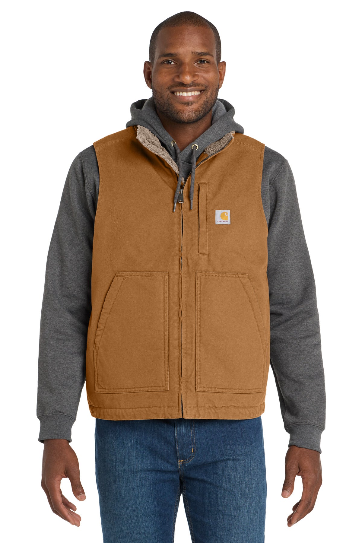 Carhartt® Sherpa-Lined Mock Neck Vest - Carhartt Brown - S