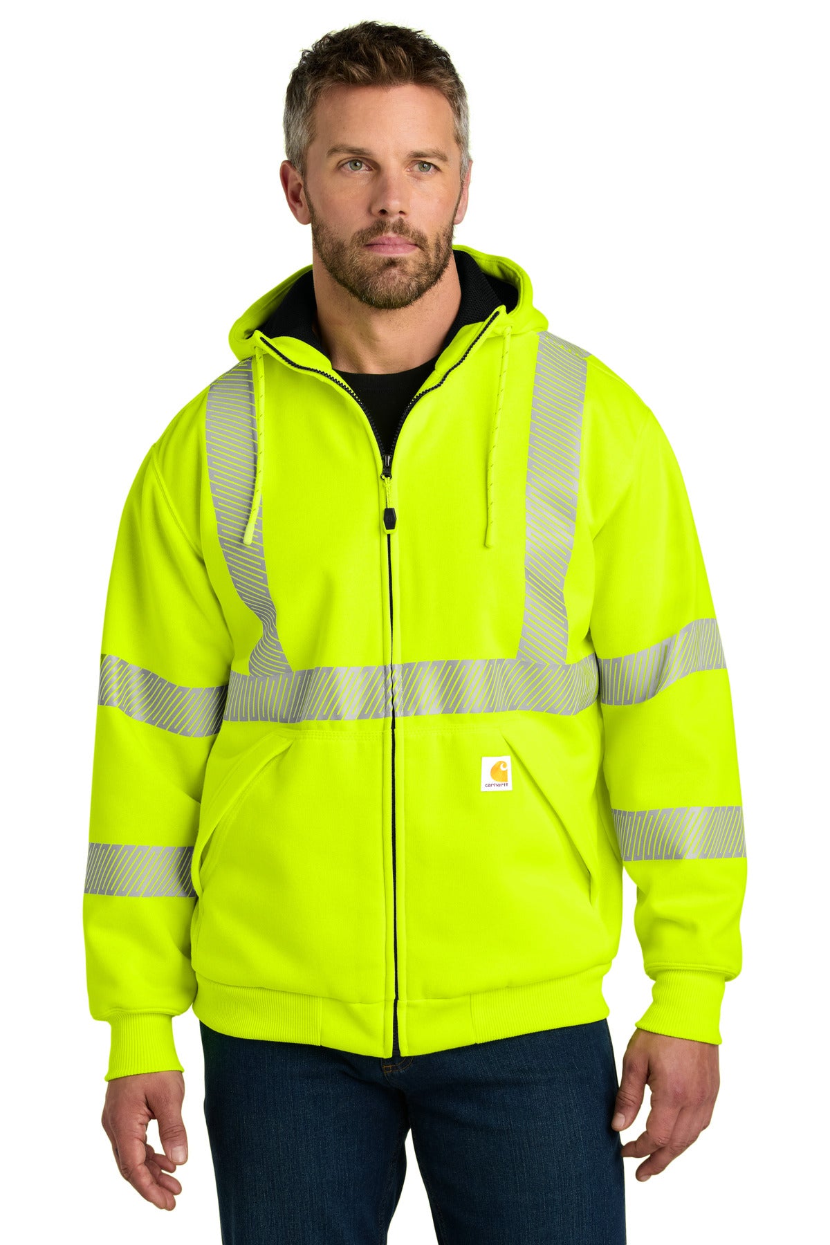 Carhartt® ANSI 107 Class 3 Lined Full-Zip Sweatshirt - Brite Lime - S