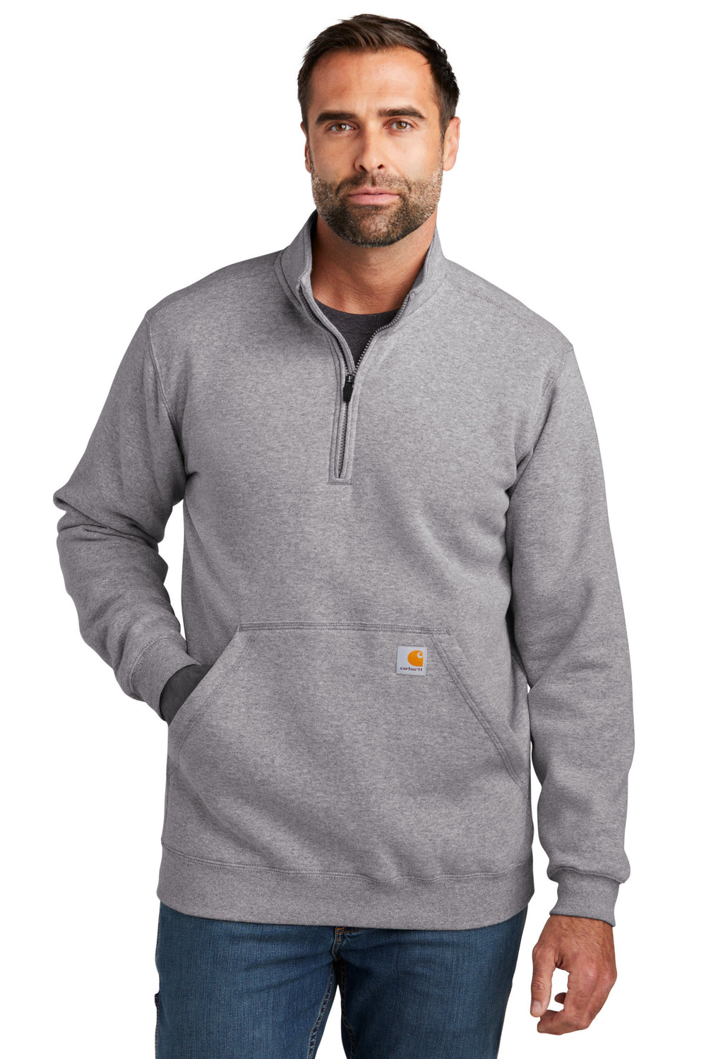 Carhartt® Midweight 1/4-Zip Mock Neck Sweatshirt - Heather Grey - S