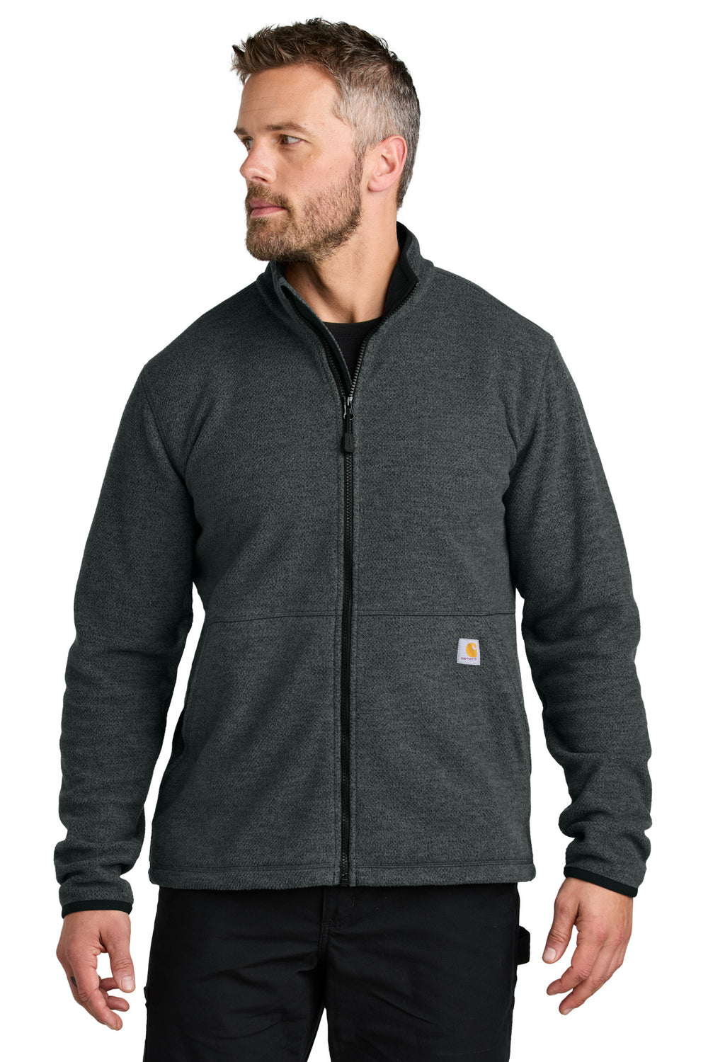 Carhartt® Textured Full-Zip Fleece Jacket - Carbon Heather - S