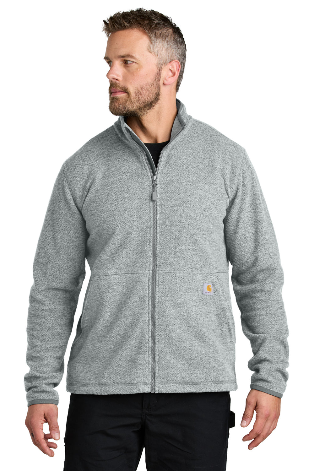 Carhartt® Textured Full-Zip Fleece Jacket - Heather Grey - S