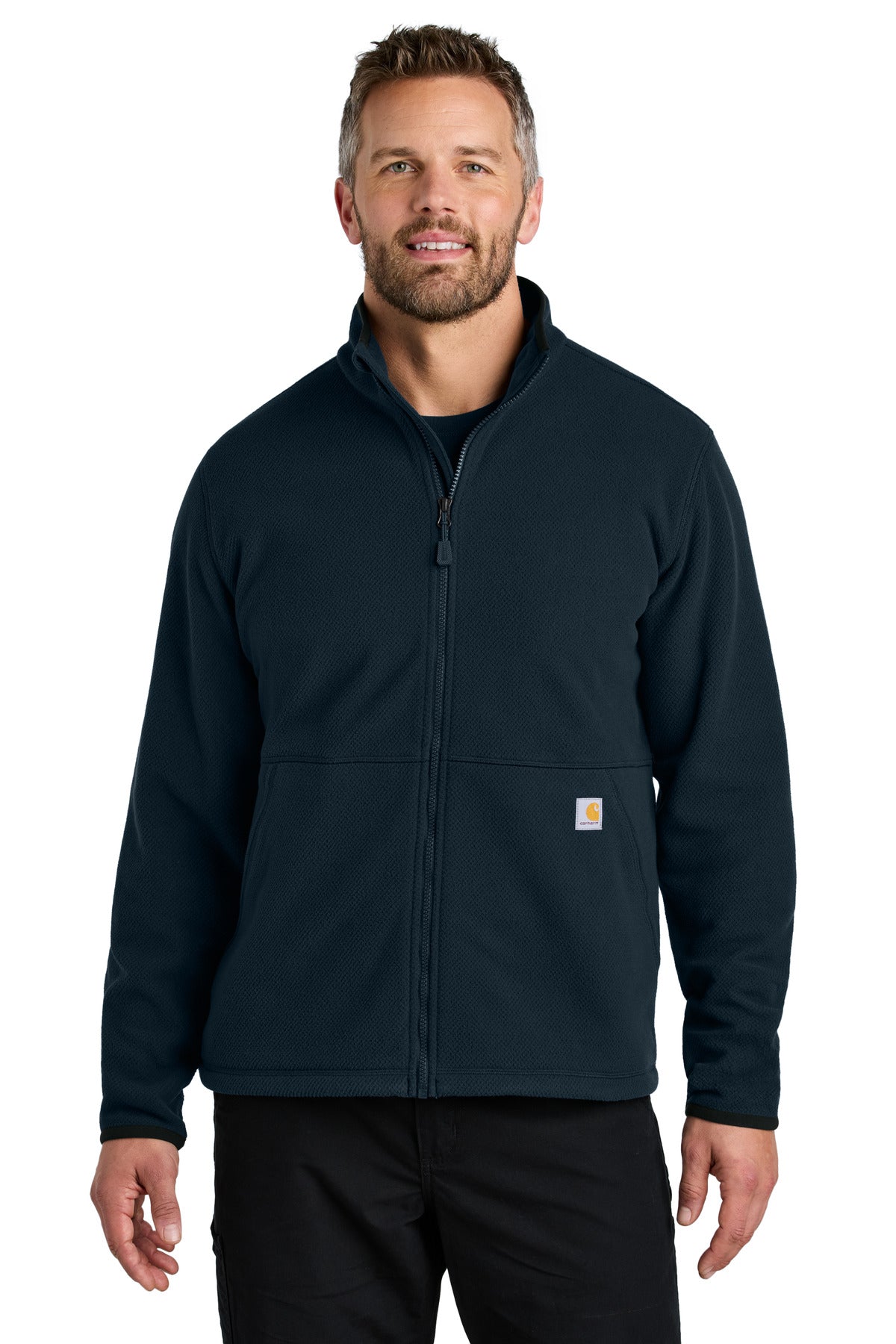 Carhartt® Textured Full-Zip Fleece Jacket - Navy - S