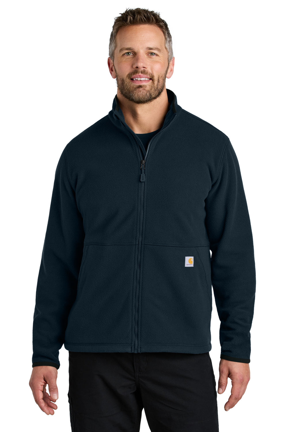 Carhartt® Textured Full-Zip Fleece Jacket - Navy - S
