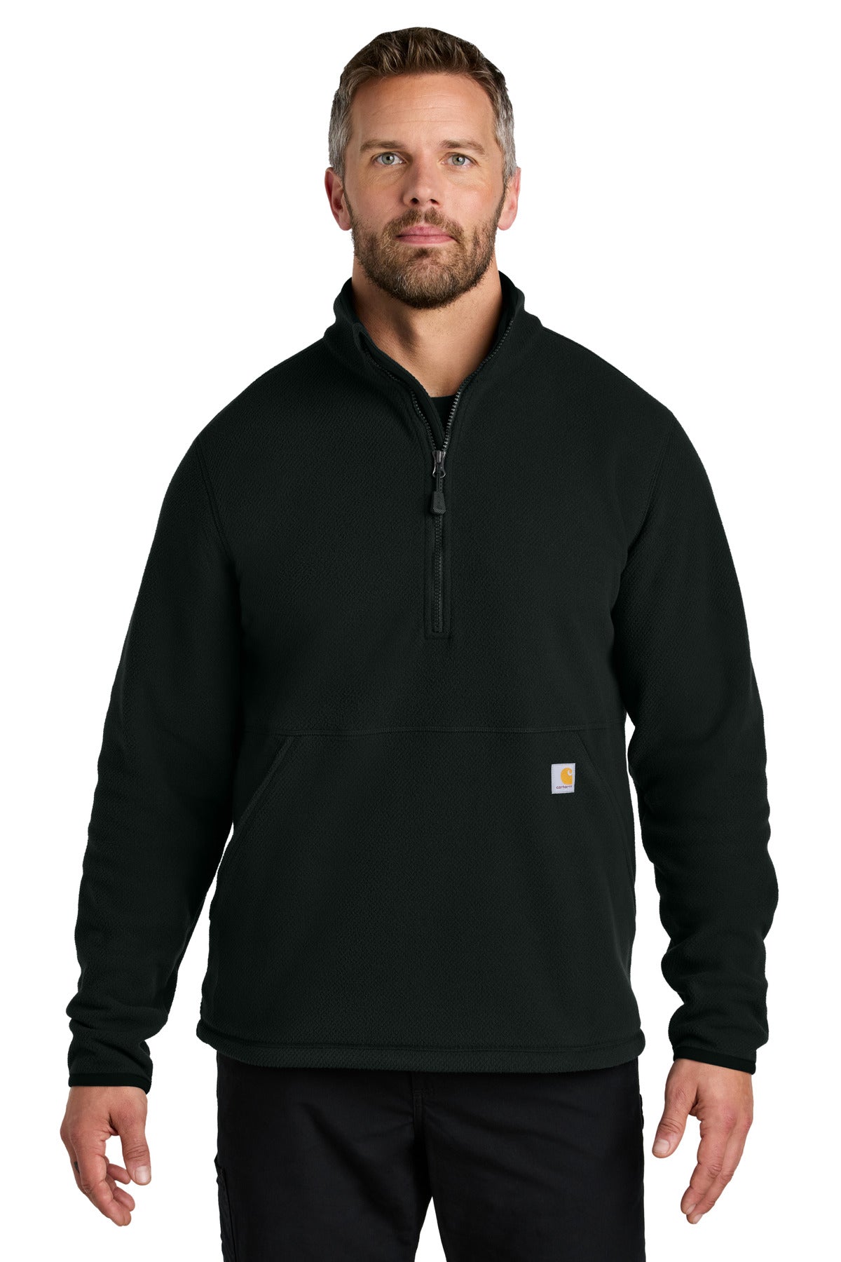 Carhartt® Textured 1/2-Zip Fleece Jacket - Black - S