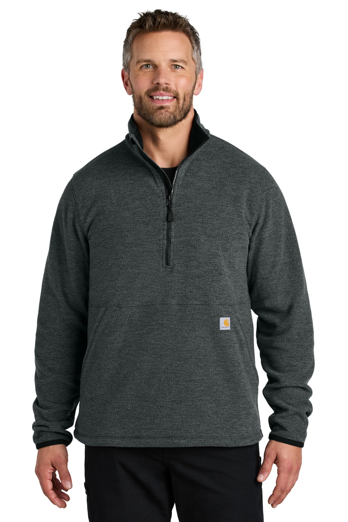 Carhartt® Textured 1/2-Zip Fleece Jacket - Carbon Heather - S