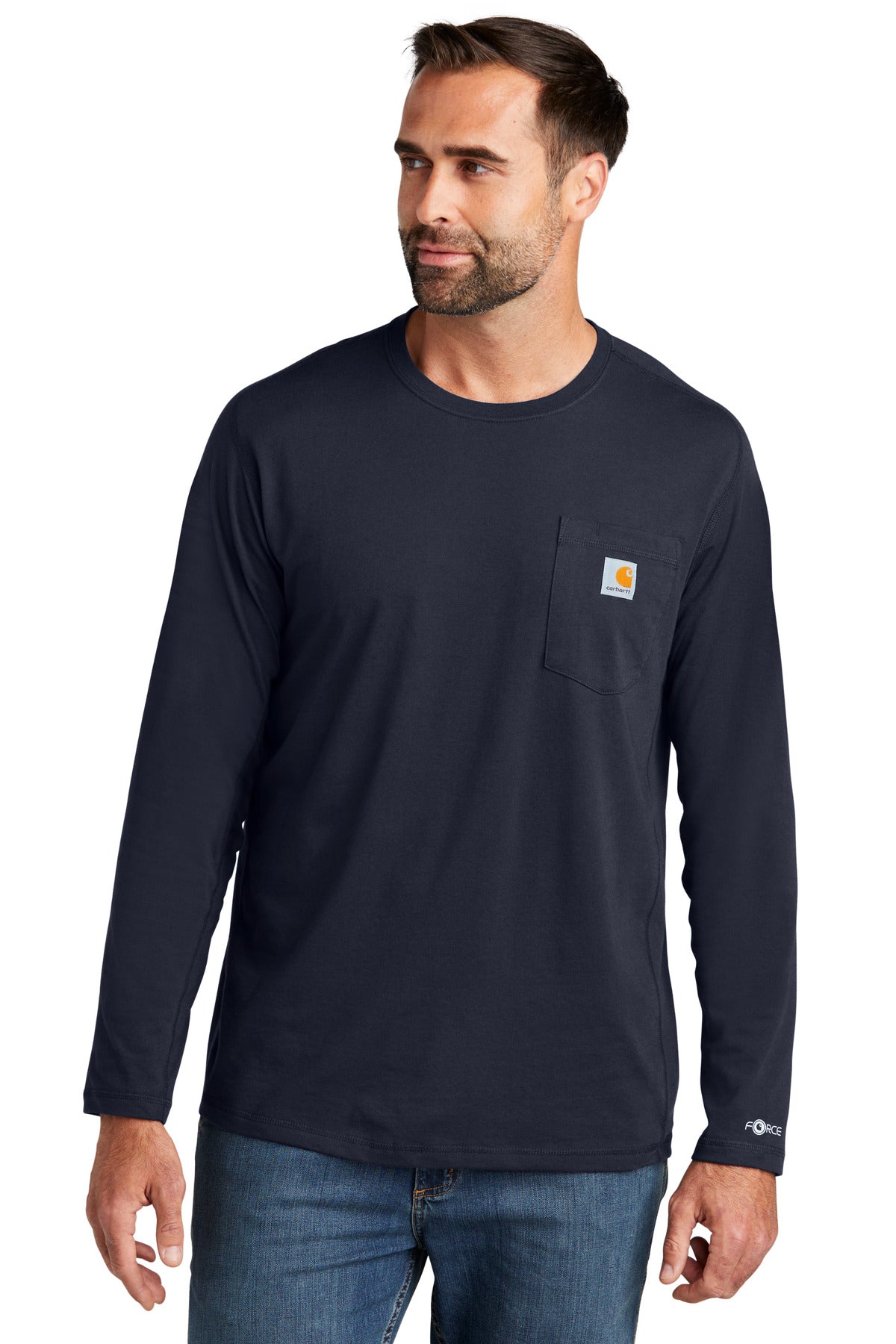 Carhartt Force® Long Sleeve Pocket T-Shirt - Navy - S