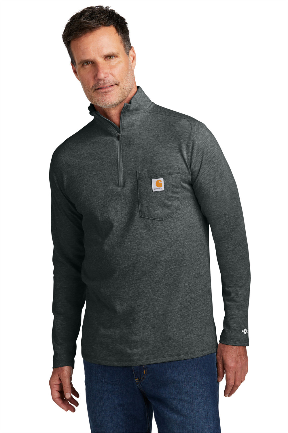 Carhartt Force® 1/4-Zip Long Sleeve T-Shirt - Carbon Heather - S