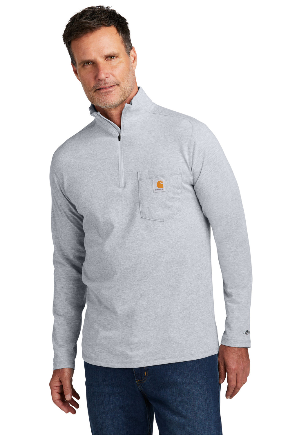 Carhartt Force® 1/4-Zip Long Sleeve T-Shirt - Heather Grey - S