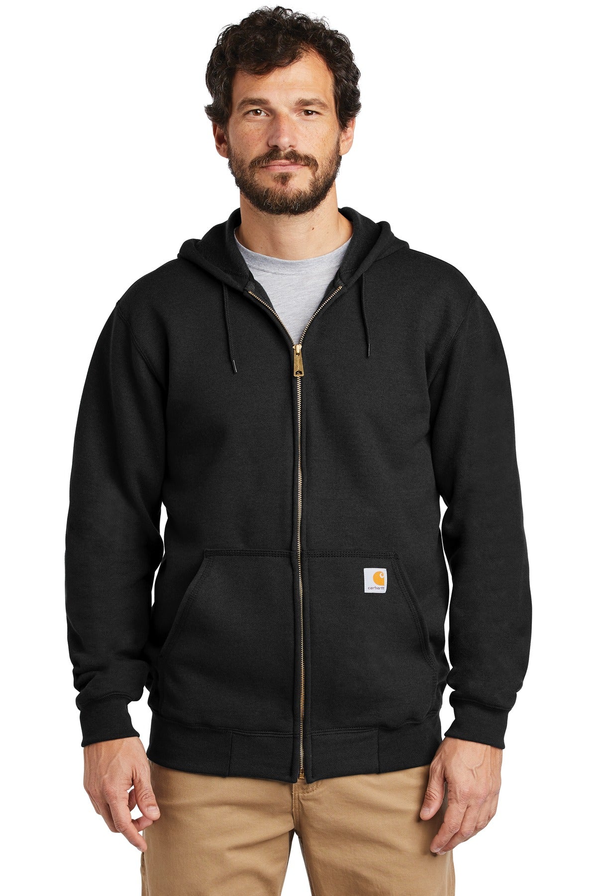 Carhartt® Midweight Hooded Zip-Front Sweatshirt - Black - S