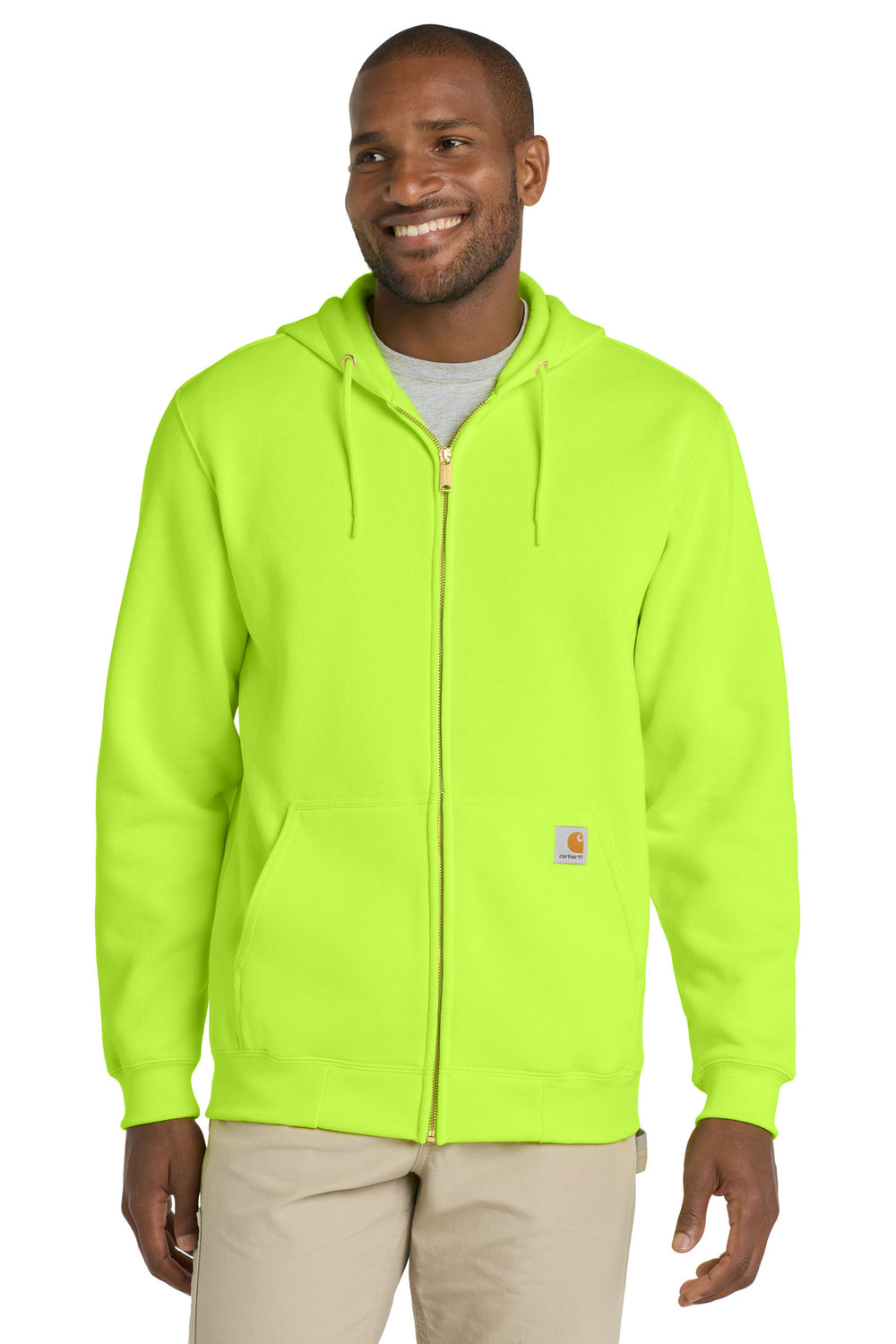 Carhartt® Midweight Hooded Zip-Front Sweatshirt - Brite Lime - 2XL