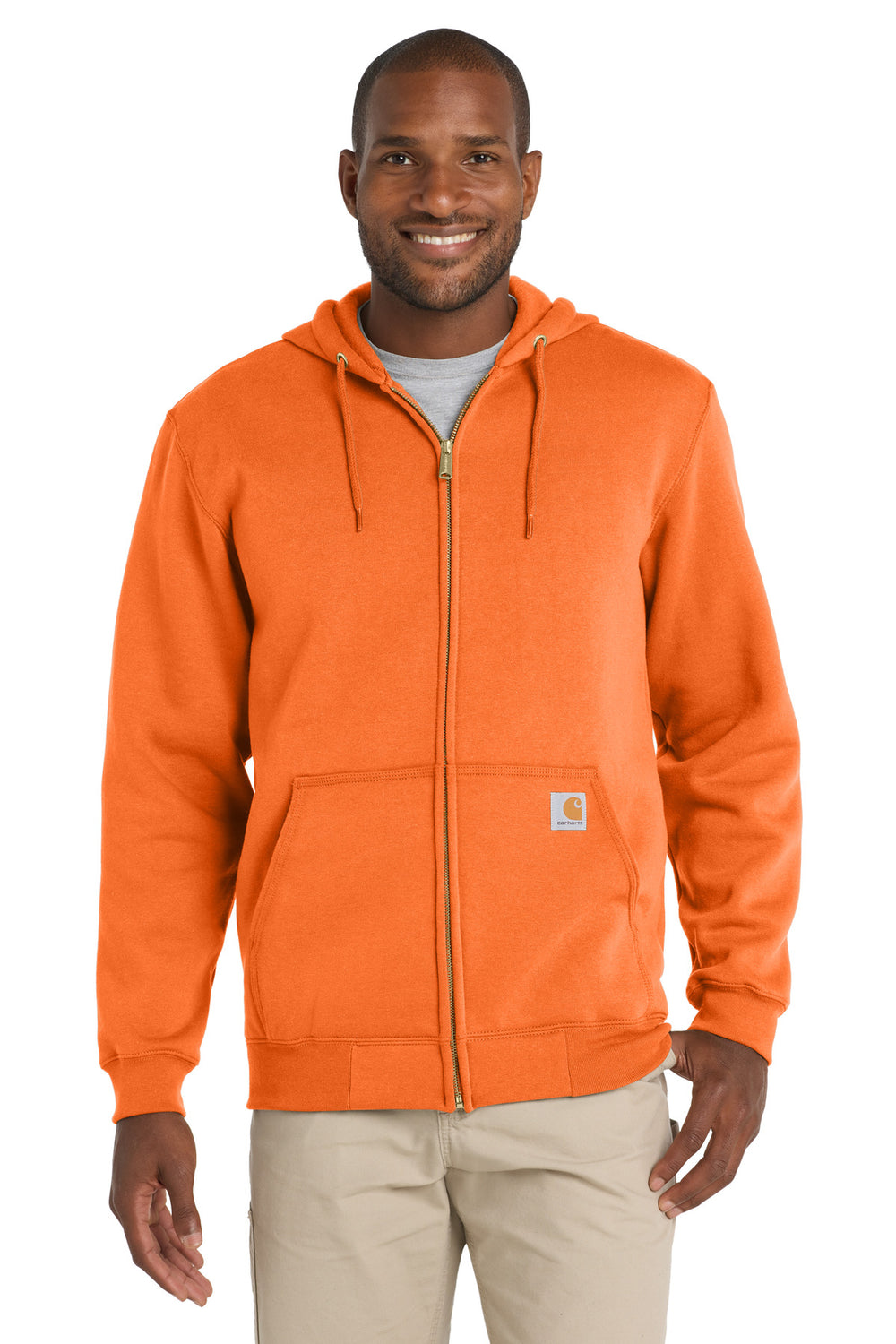 Carhartt® Midweight Hooded Zip-Front Sweatshirt - Brite Orange - 2XL