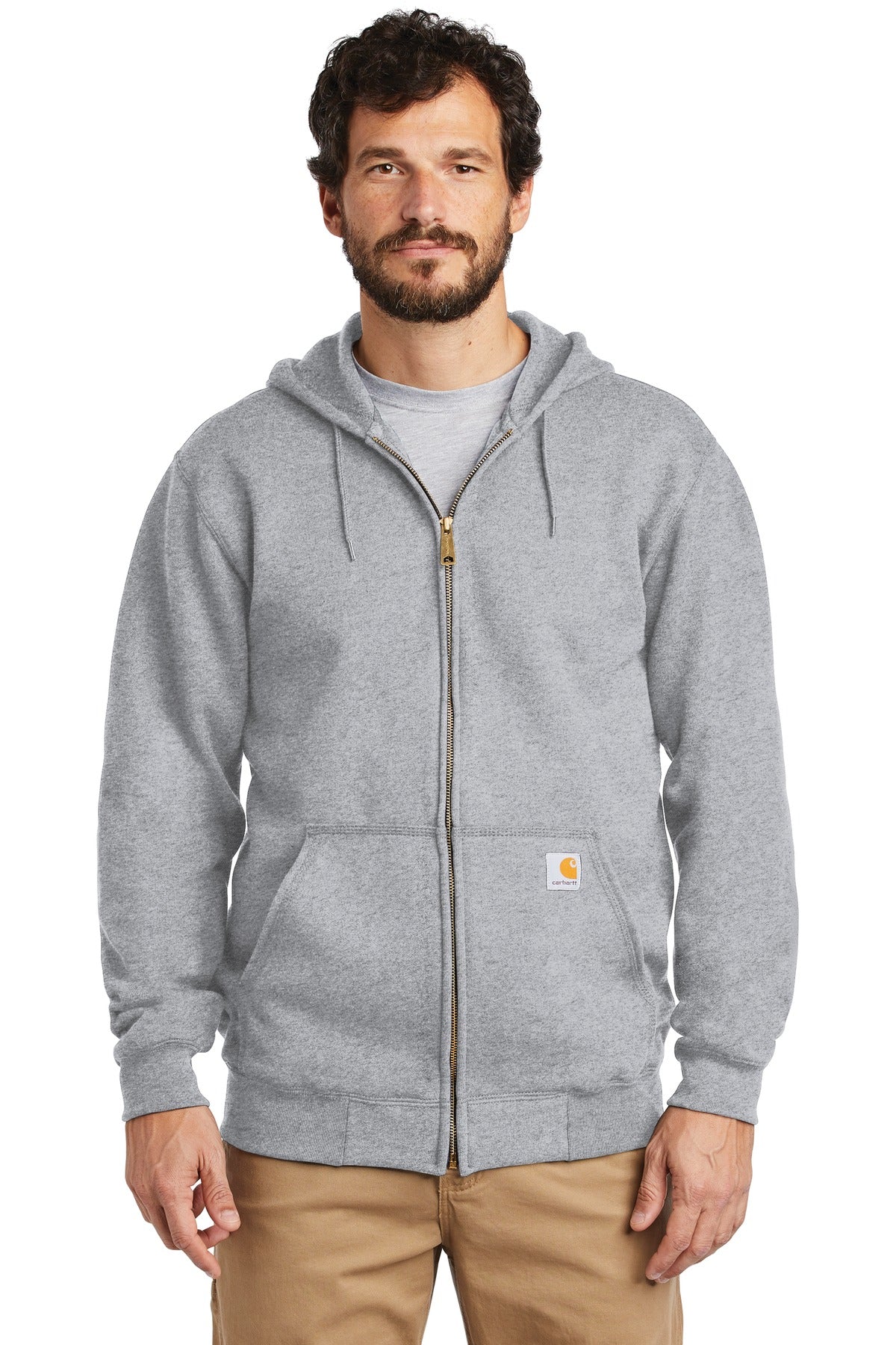 Carhartt® Midweight Hooded Zip-Front Sweatshirt - Heather Grey - S