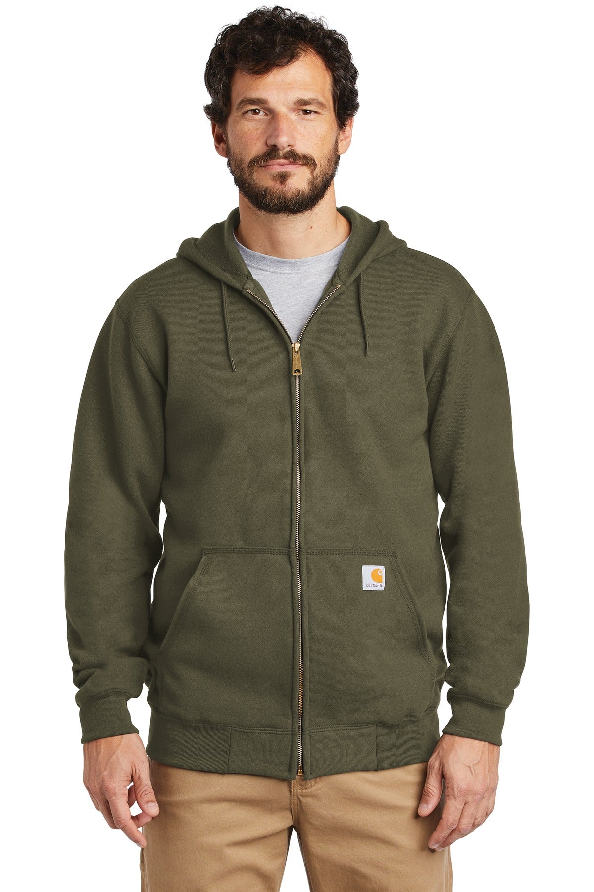 Carhartt® Midweight Hooded Zip-Front Sweatshirt - Moss - S