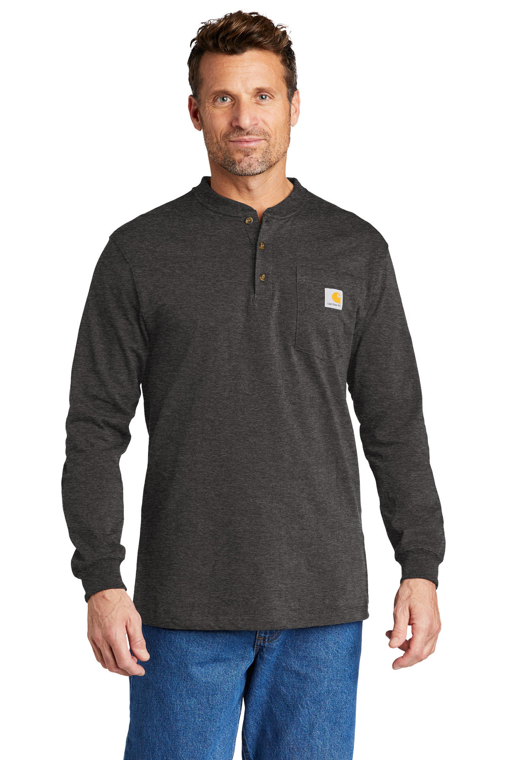 Carhartt® Long Sleeve Henley T-Shirt - Carbon Heather - S