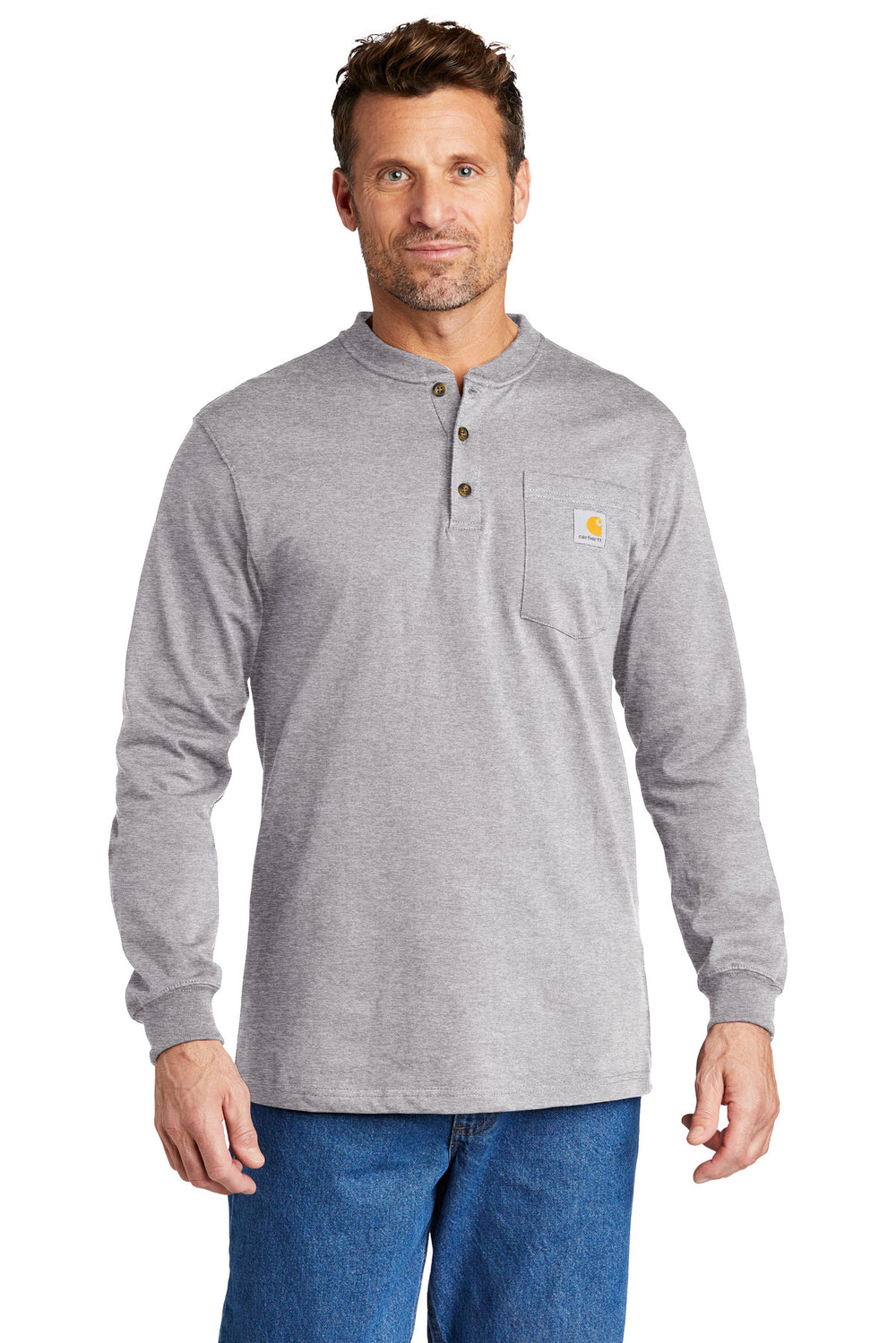 Carhartt® Long Sleeve Henley T-Shirt - Heather Grey - S