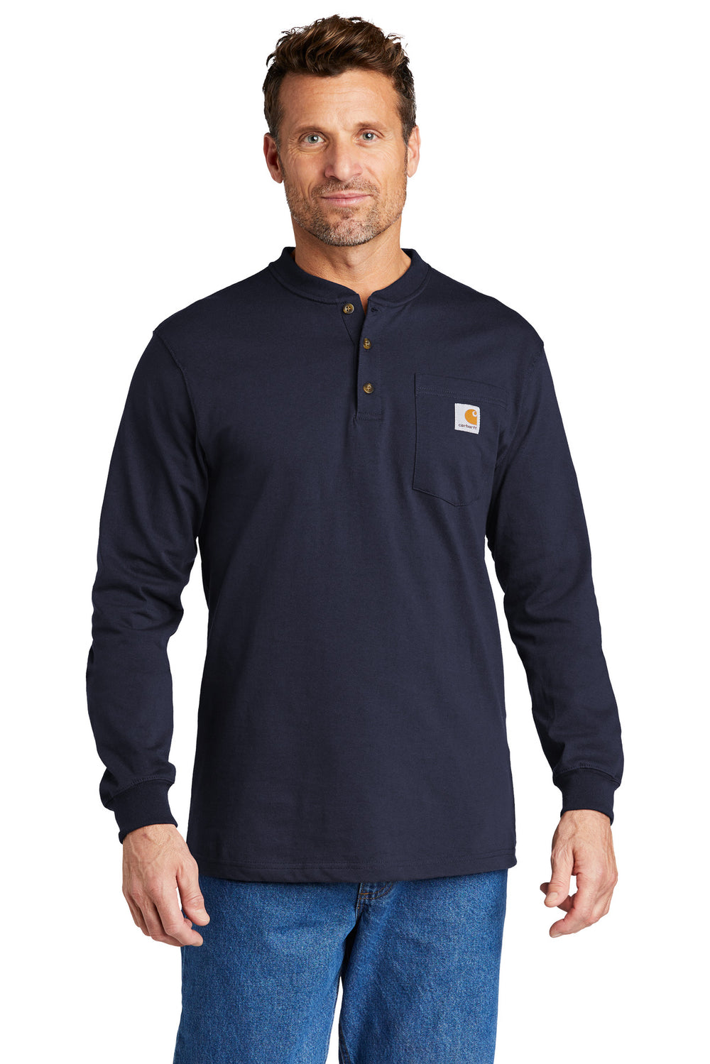 Carhartt® Long Sleeve Henley T-Shirt - Navy - S