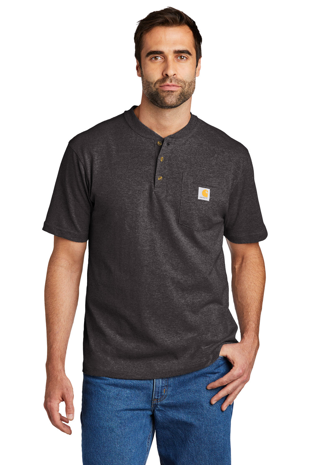 Carhartt® Short Sleeve Henley T-Shirt - Carbon Heather - S