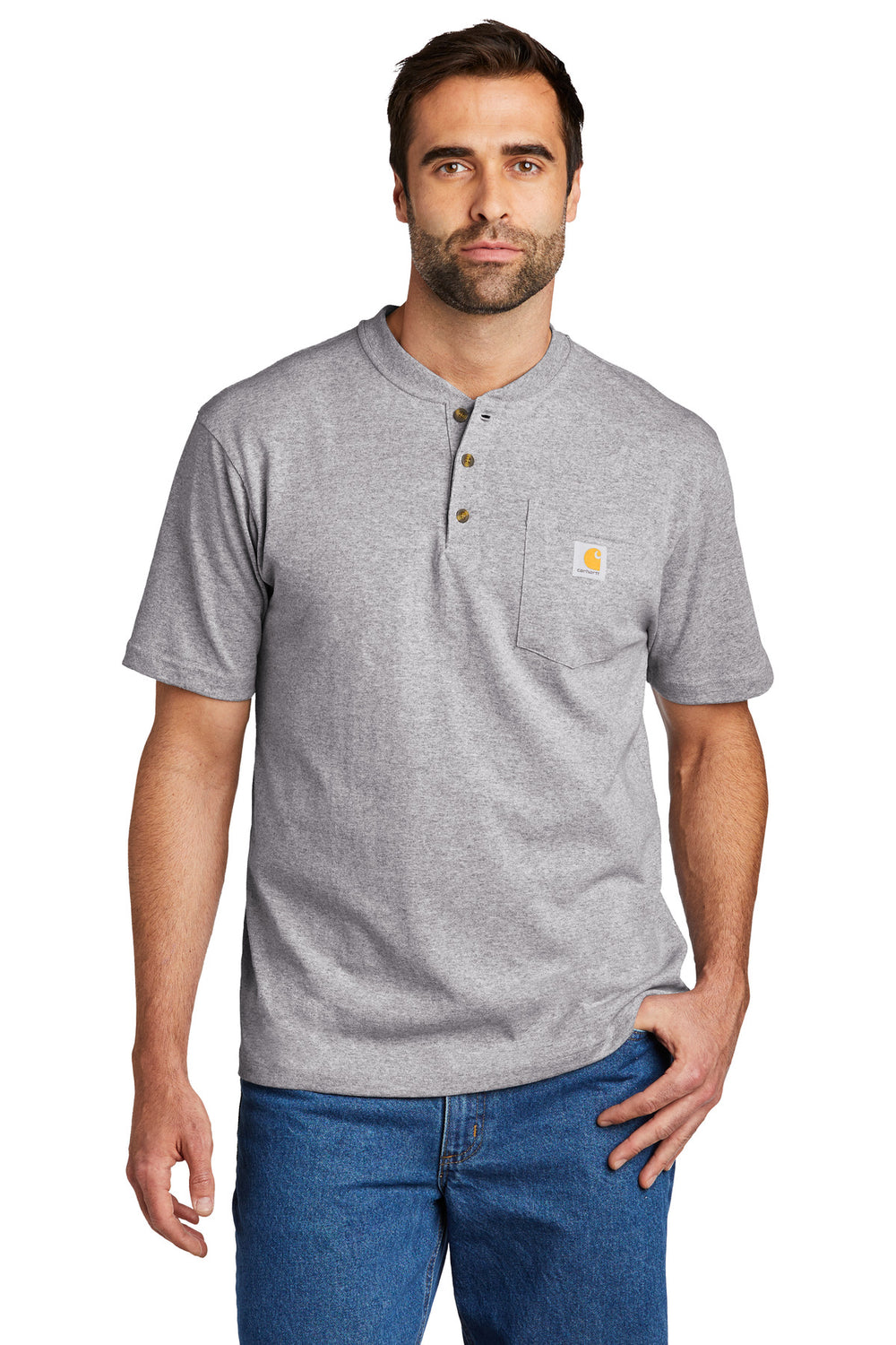 Carhartt® Short Sleeve Henley T-Shirt - Heather Grey - S