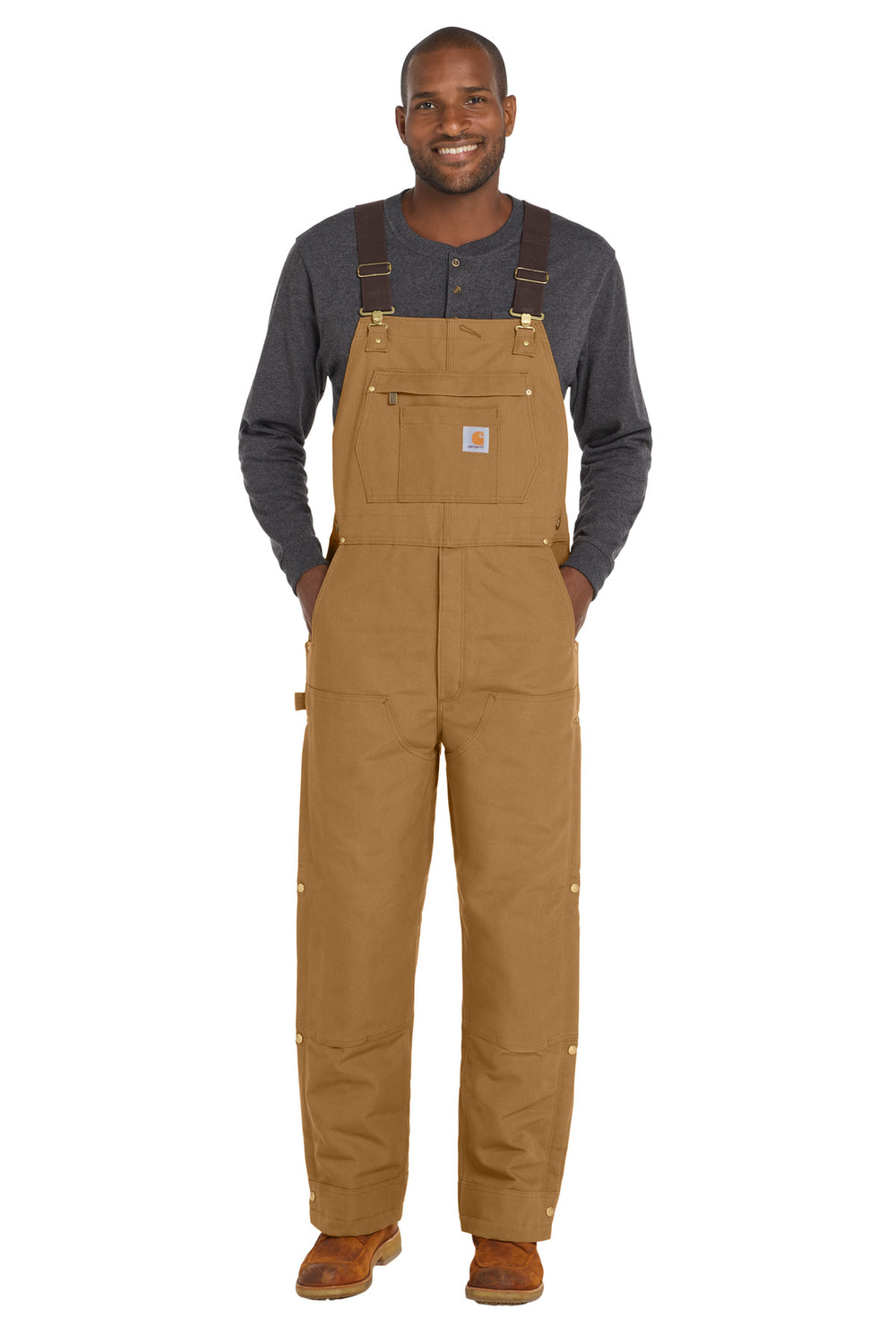 Carhartt® Short Firm Duck Insulated Bib Overalls - Carhartt Brown - MS