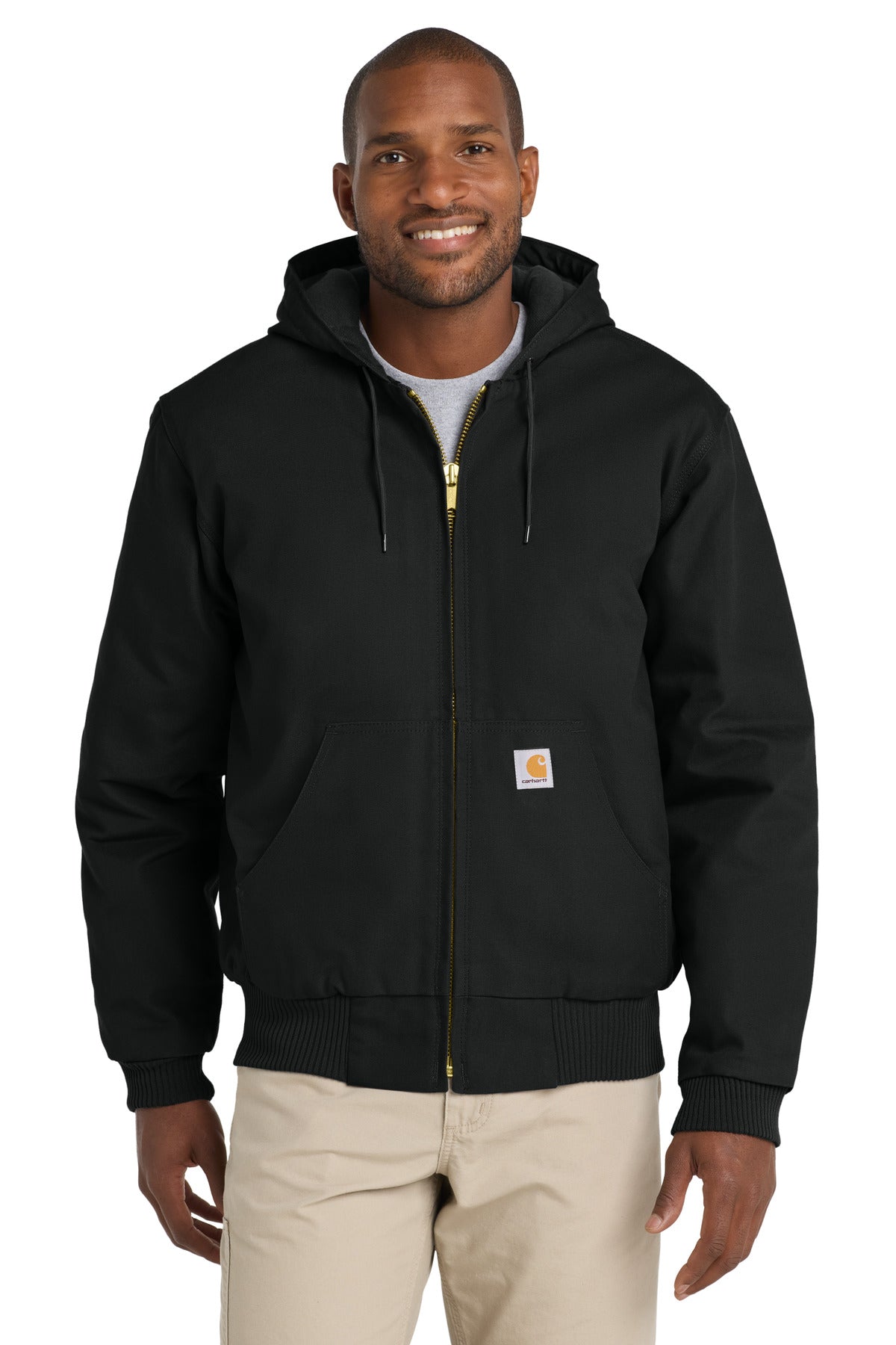 Carhartt® Tall Quilted-Flannel-Lined Duck Active Jac - Black - MT