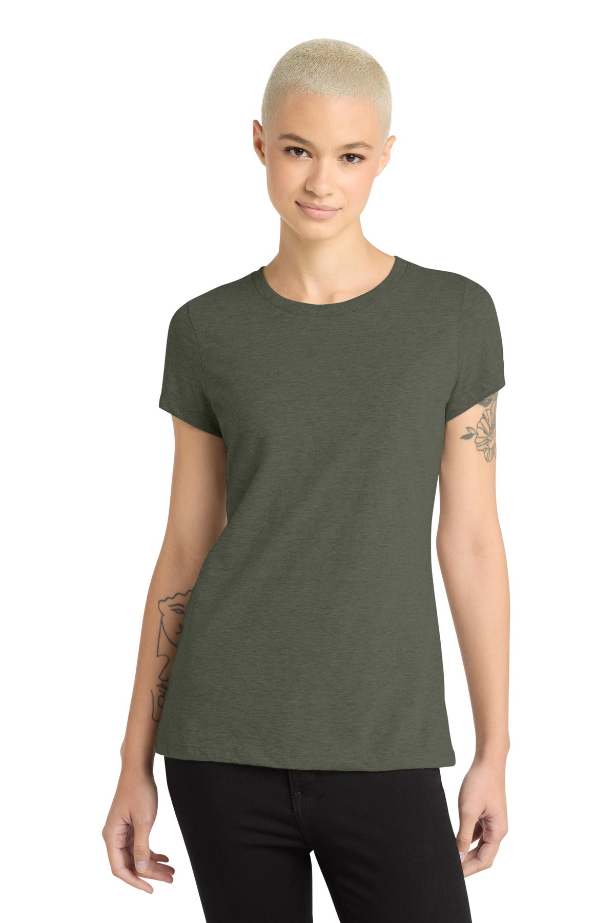 District® Women’s Perfect Blend® CVC Tee - Heathered Olive - 3XL