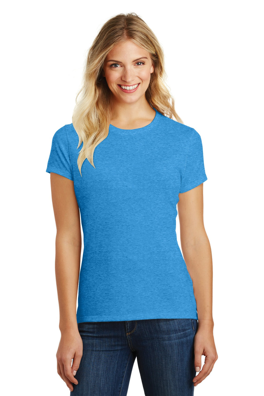 District® Women’s Perfect Blend® CVC Tee - Heathered Bright Turquoise - XS