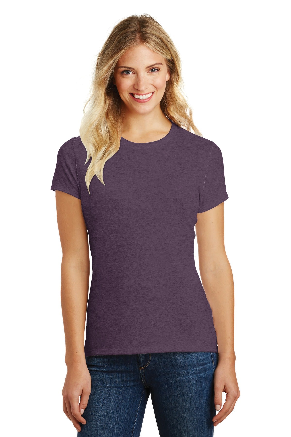 District® Women’s Perfect Blend® CVC Tee - Heathered Eggplant - XS