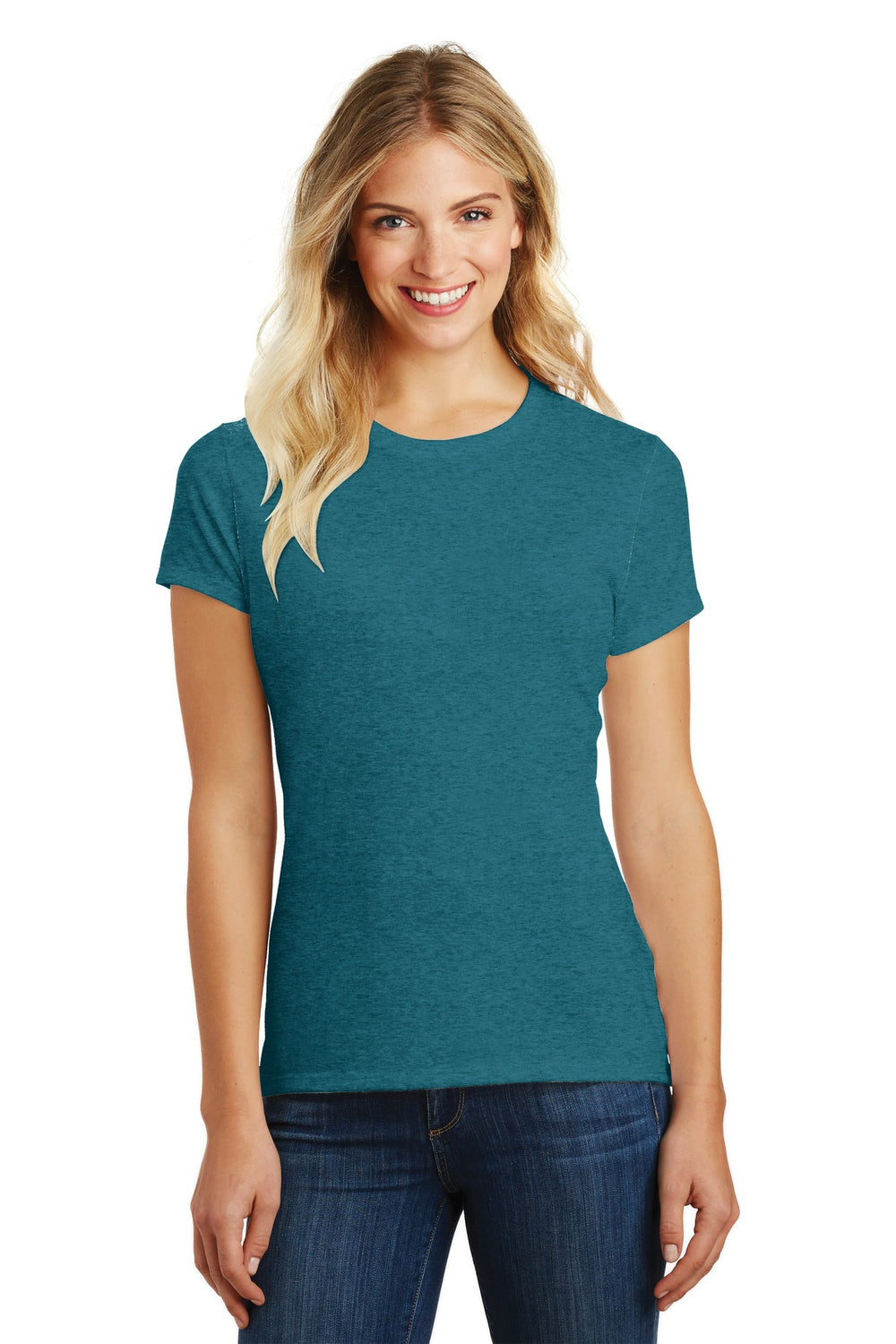 District® Women’s Perfect Blend® CVC Tee - Heathered Teal - XS