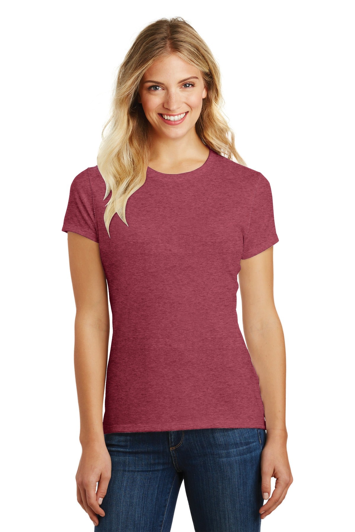 District® Women’s Perfect Blend® CVC Tee - Heathered Red - XS