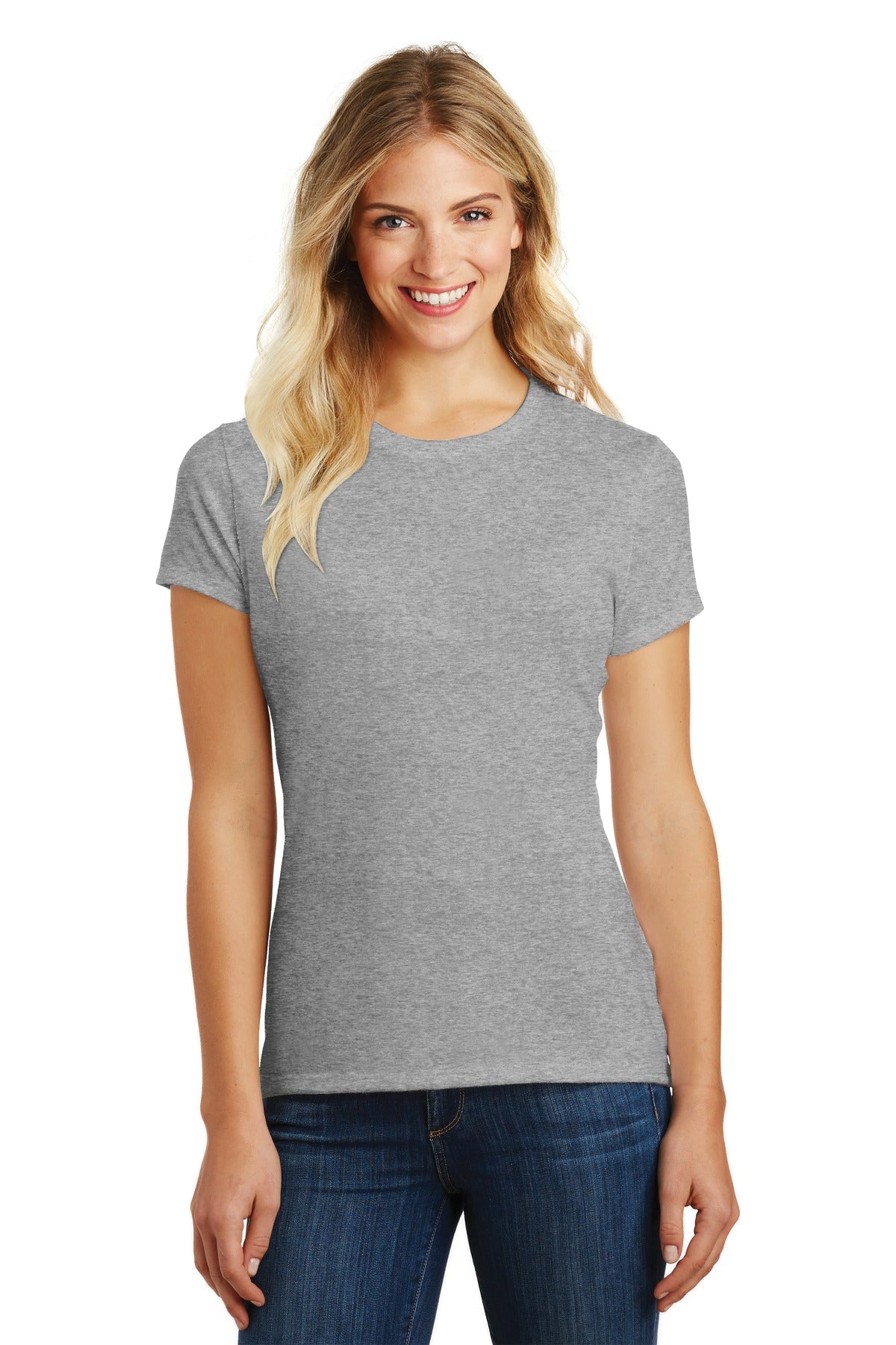 District® Women’s Perfect Blend® CVC Tee - Light Heather Grey - XS
